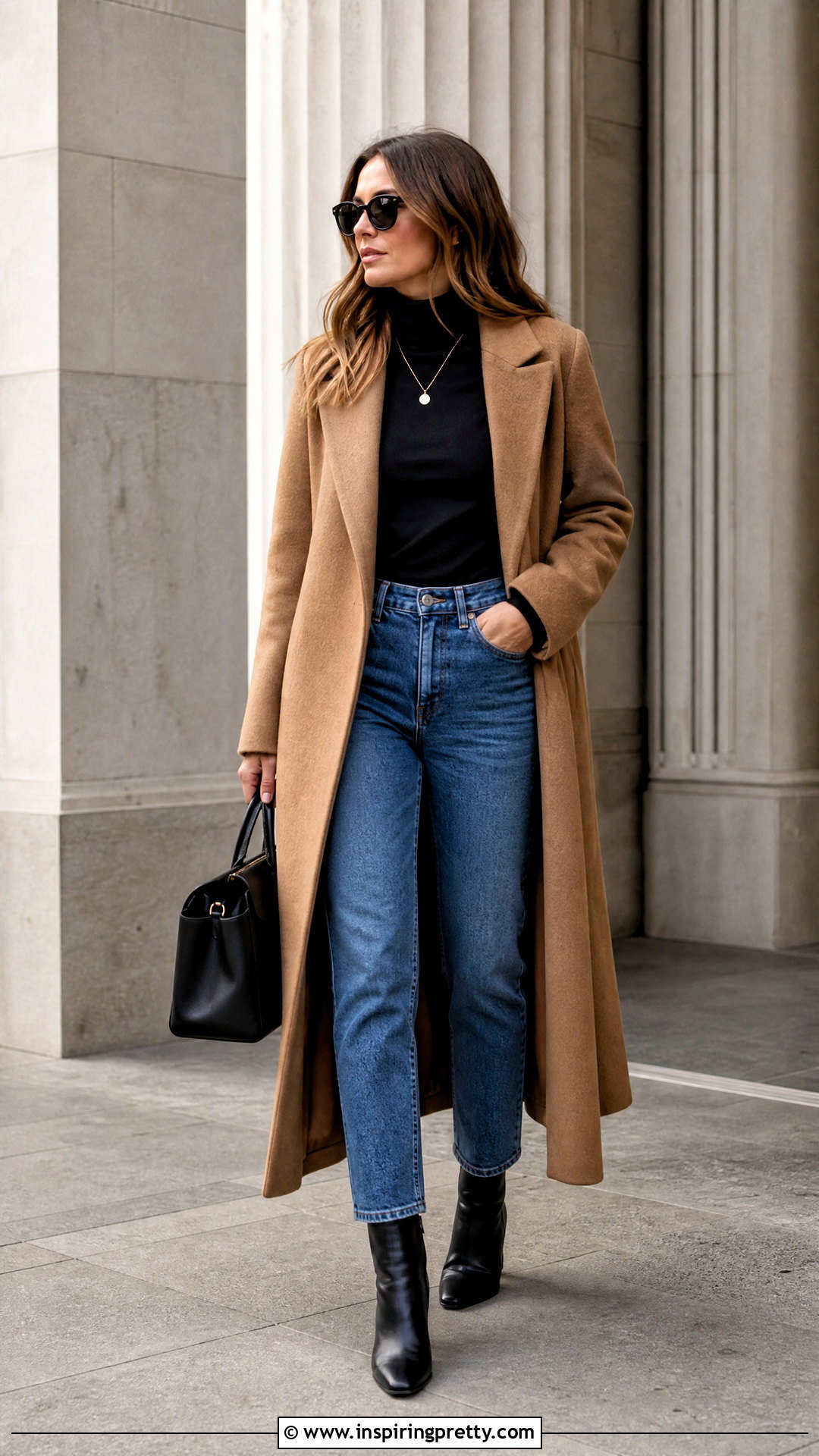 Fitted Turtleneck and Straight Jeans Outfit - 50 tops to wear with jeans