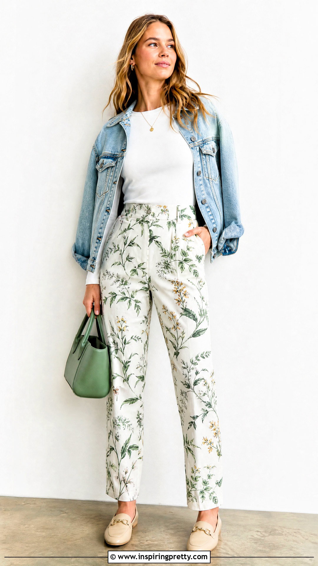 Fitted White Top With Printed Pants - 50 fitted tops outfit ideas