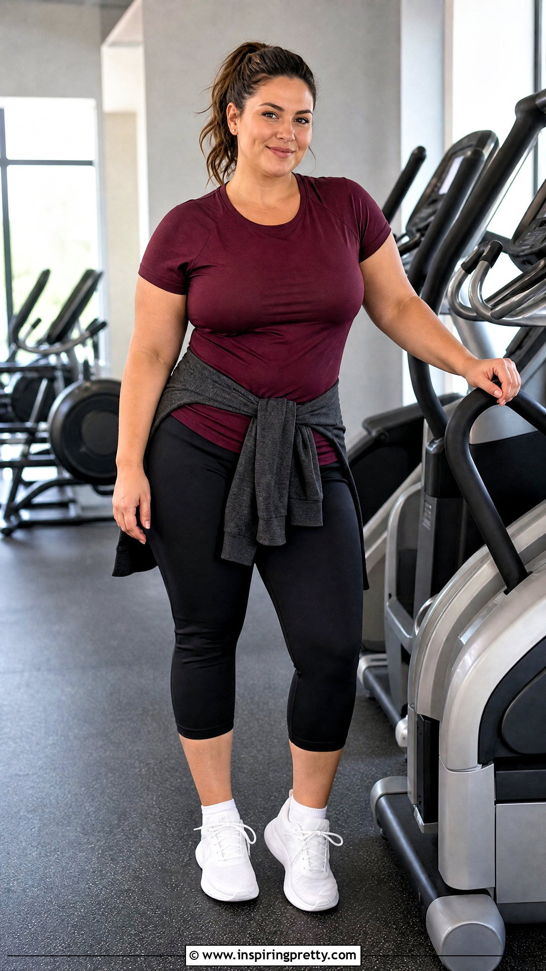Fitted Workout T Shirt With Capri Leggings - 20 workout tops women