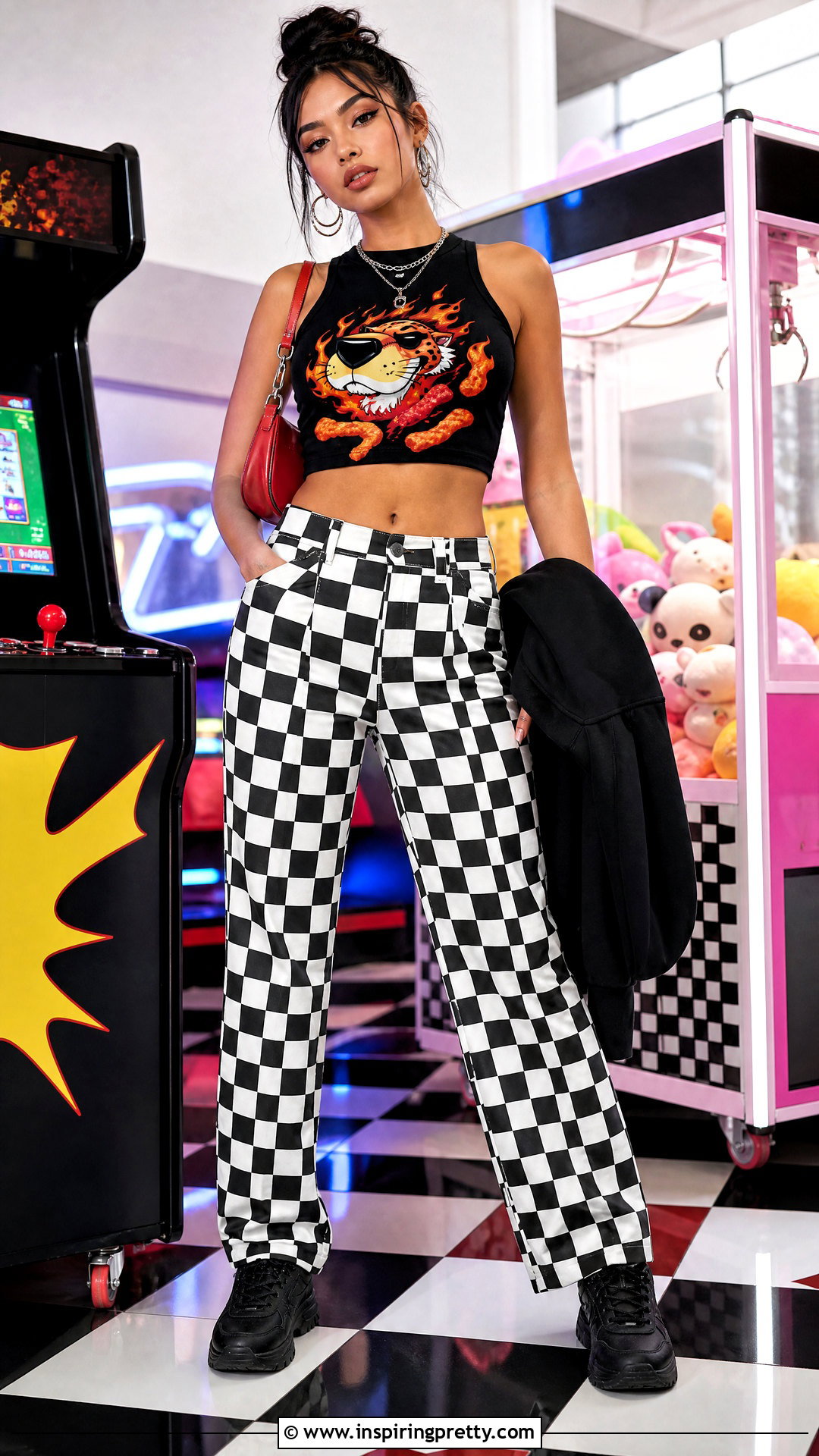 Flaming Hot Cheetos Crop Top With Checkerboard Pants - 20 Flaming Hot Cheetos Crop Tops