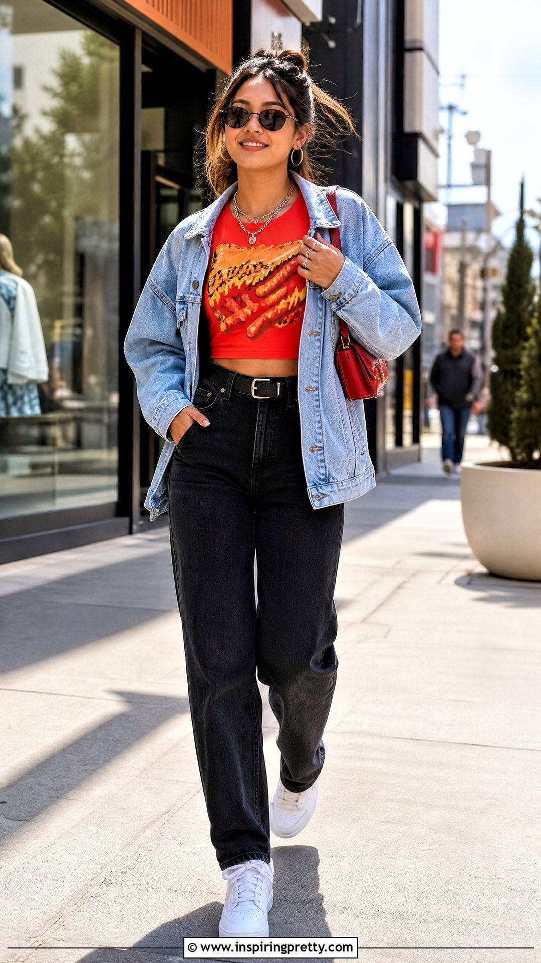 Flaming Hot Cheetos Crop Top With Denim Jacket - 20 Flaming Hot Cheetos Crop Tops