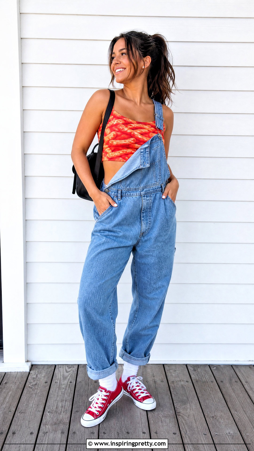Flaming Hot Cheetos Crop Top With Denim Overalls - 20 Flaming Hot Cheetos Crop Tops