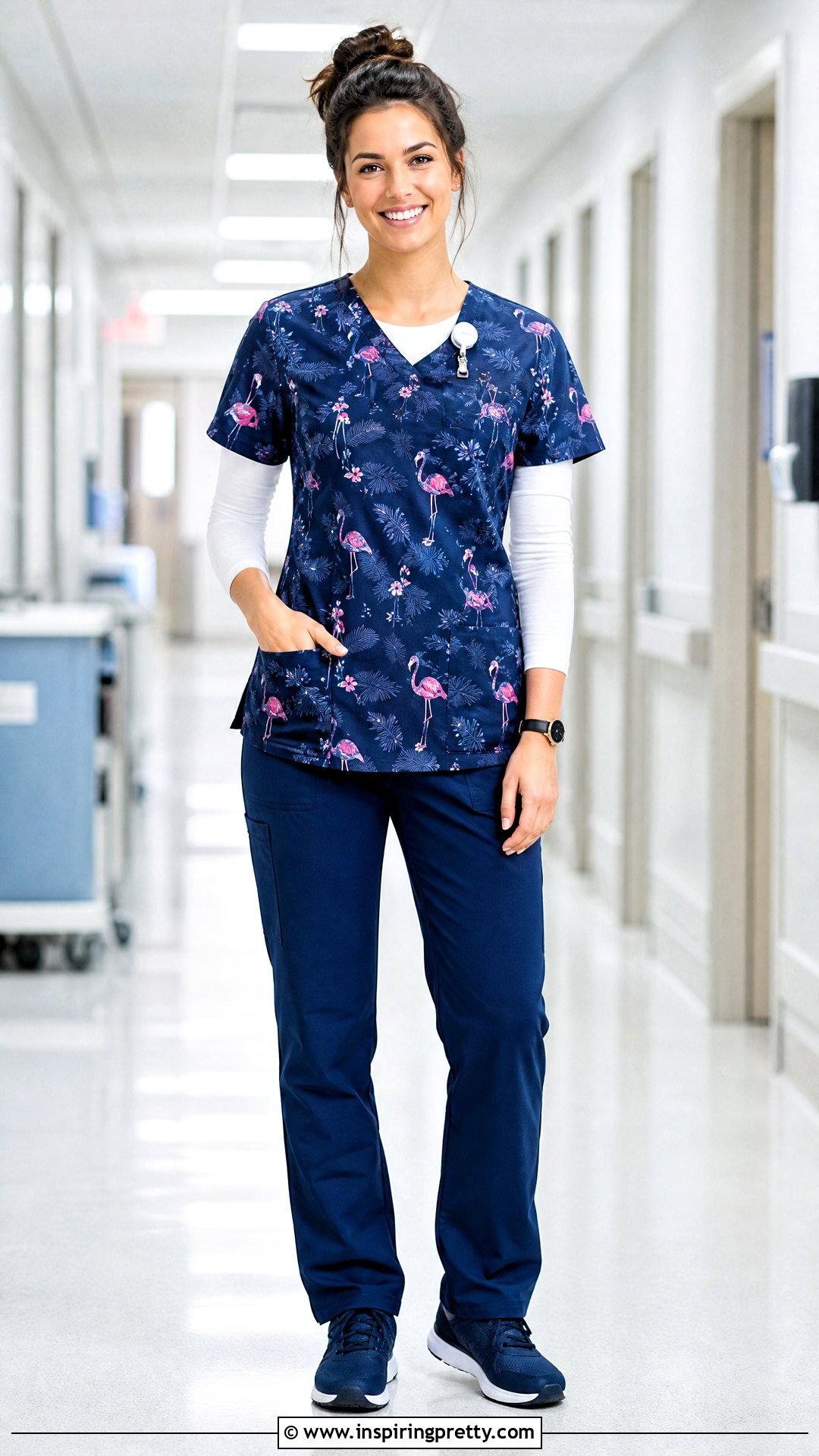 Flamingo Scrub Top With Long Sleeve Underscrub - 20 flamingo scrub top outfit ideas