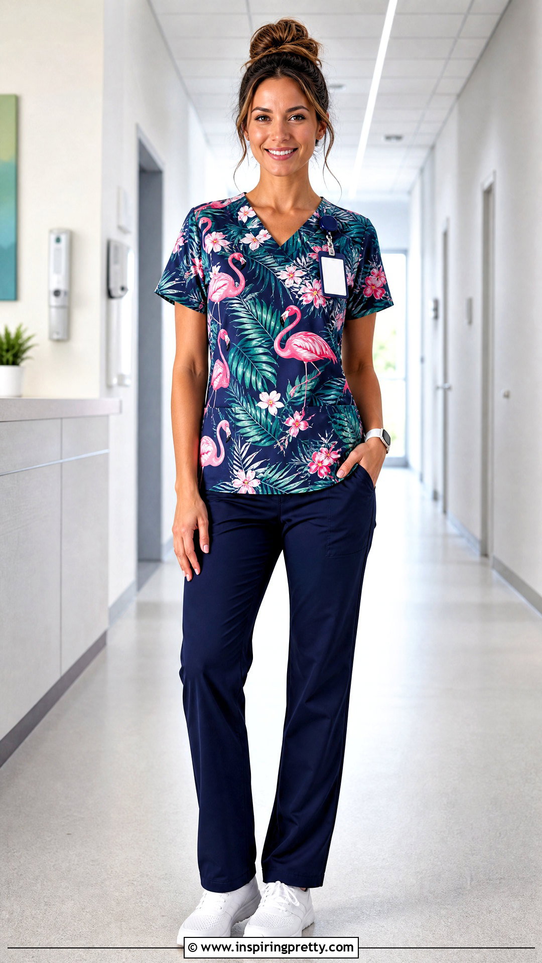 Flamingo Scrub Top With Navy Scrub Pants - 20 flamingo scrub top outfit ideas