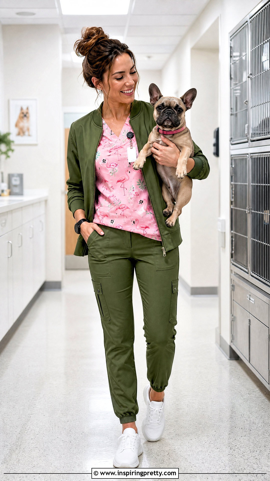 Flamingo Scrub Top With Olive Scrub Pants - 20 flamingo scrub top outfit ideas