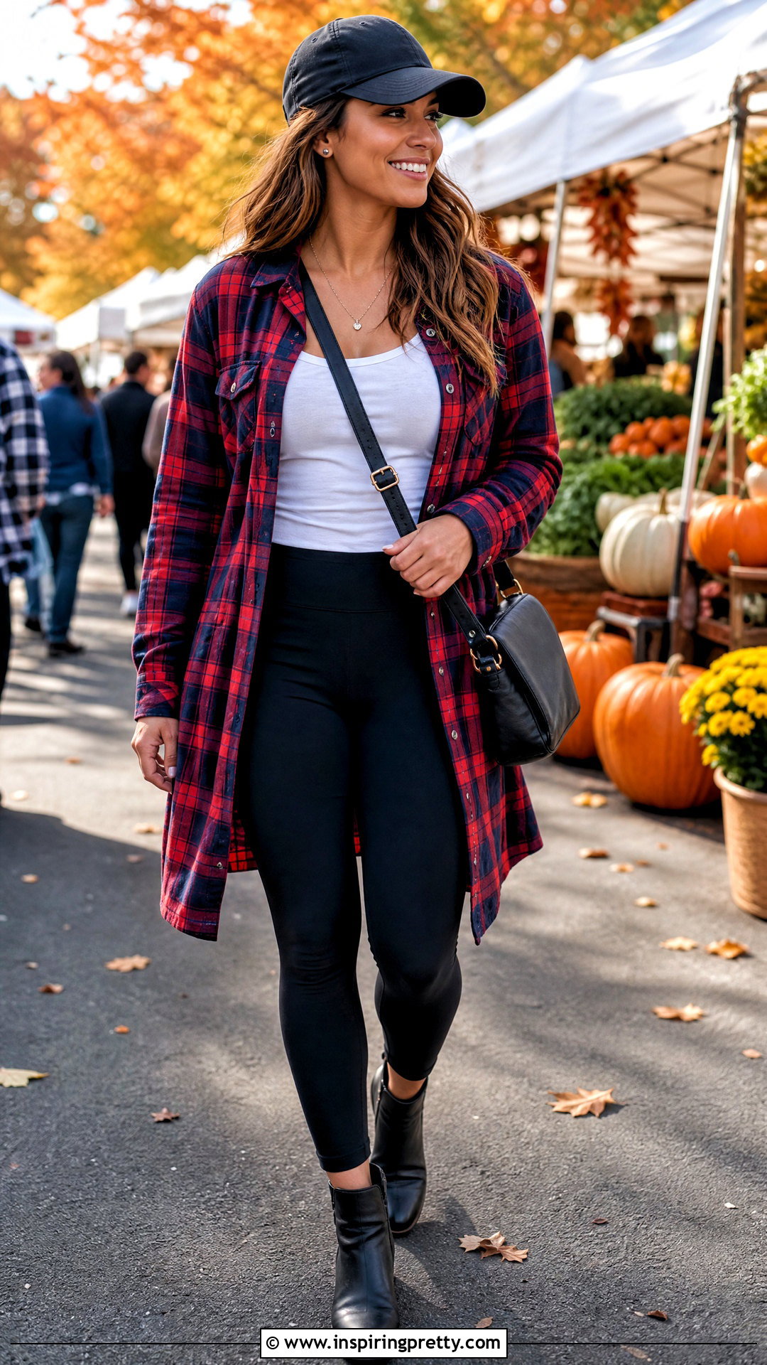 Flannel Shirt And Black Leggings Outfit - 50 simple top outfit ideas