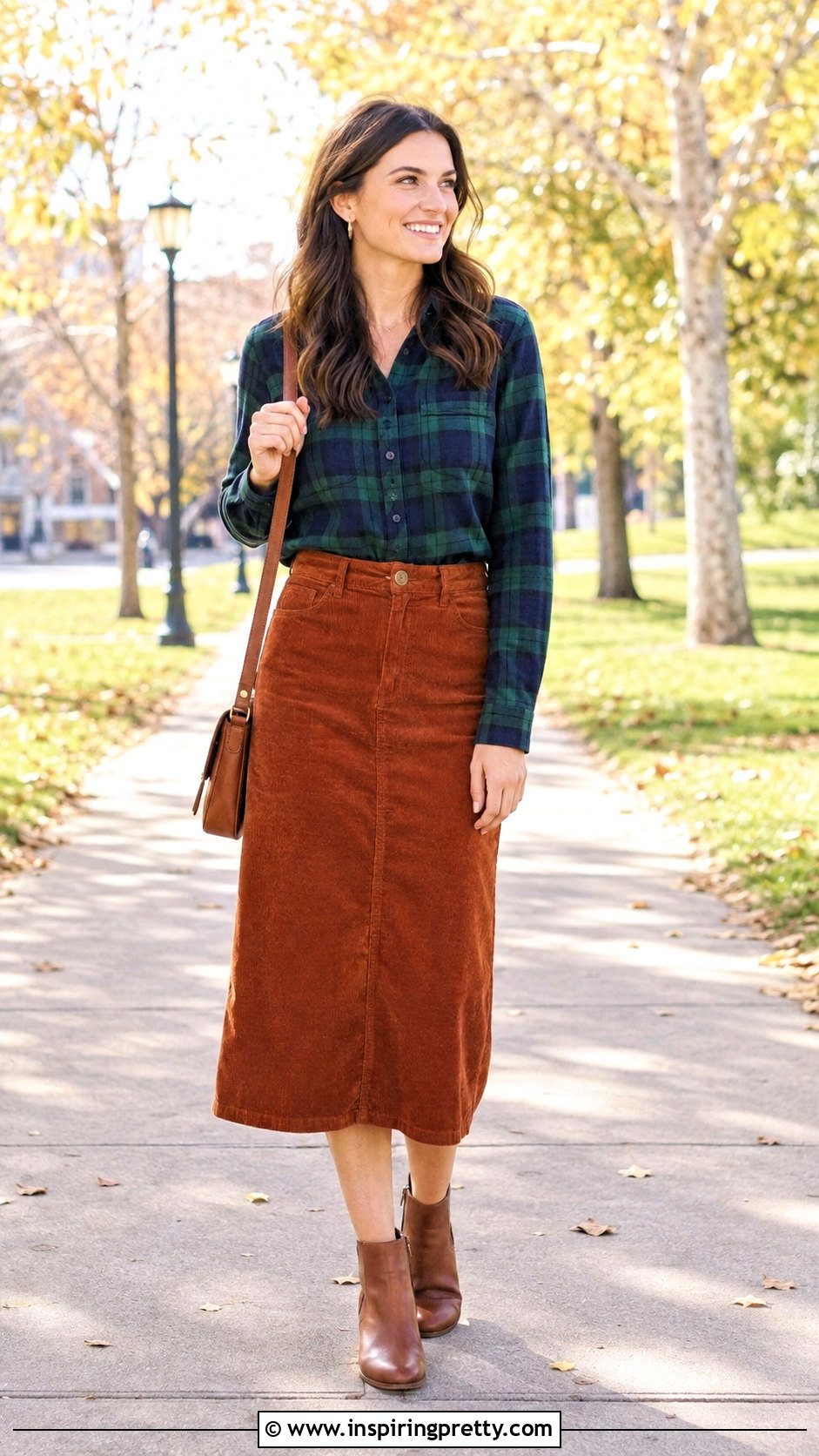 Flannel Shirt And Corduroy Skirt Outfit - 50 tops and skirts outfit ideas