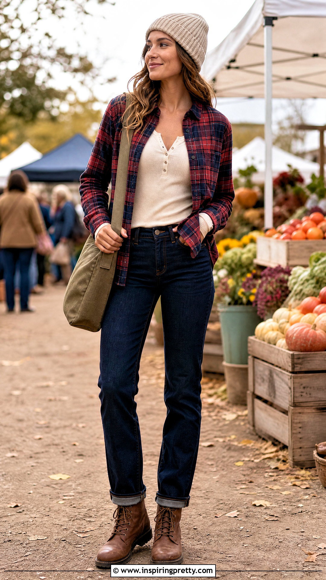 Flannel Shirt Over Henley Top Outfit - 50 layered tops outfit ideas