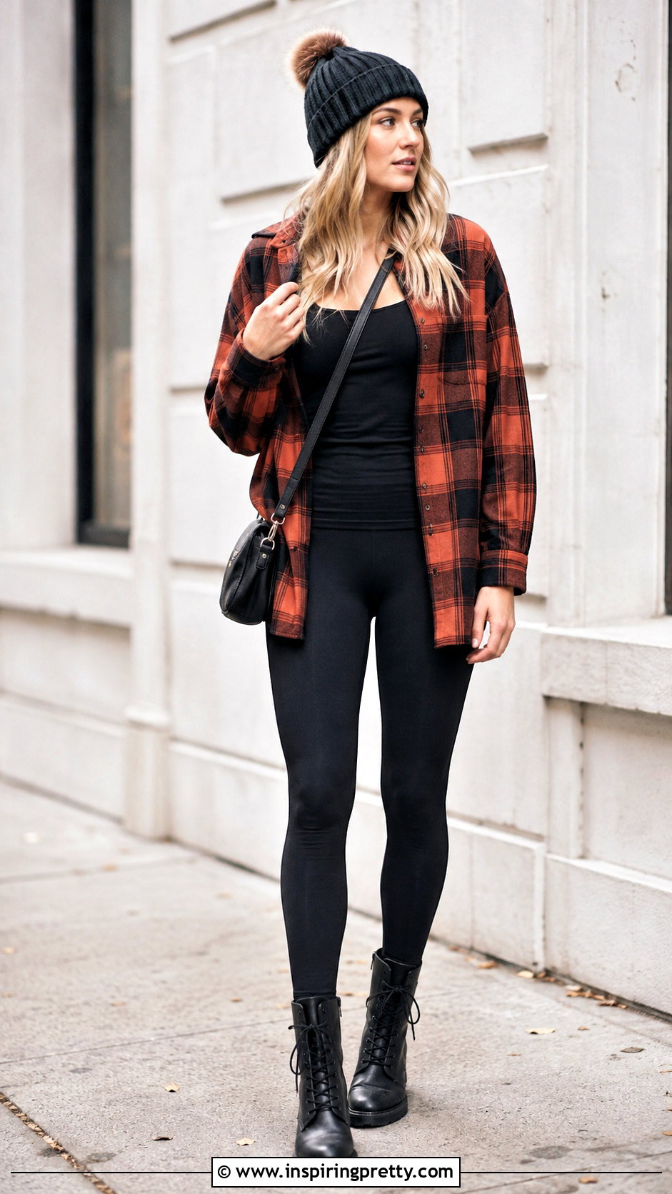 Flannel Shirt Top With Leggings And Combat Boots - 25 tops that look good with leggings