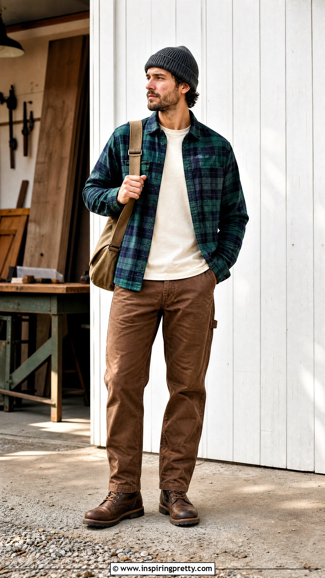 Flannel Shirt With Carpenter Pants - 20 Trendy Tops For Men's Wardrobe Ideas