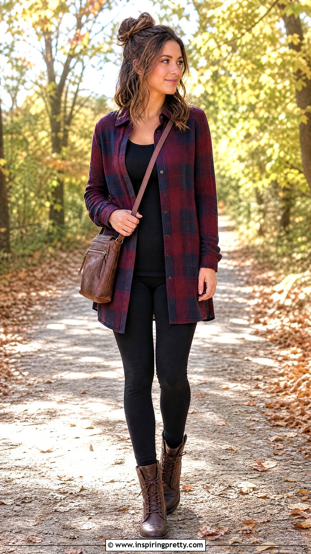 Flannel Shirt With Leggings And Boots - 50 shirt tops for women