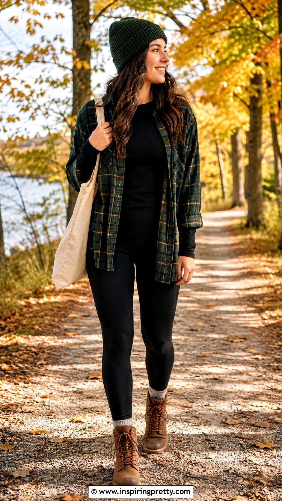 Flannel Shirt With Leggings And Lace Up Boots - 20 Best Tops With Leggings