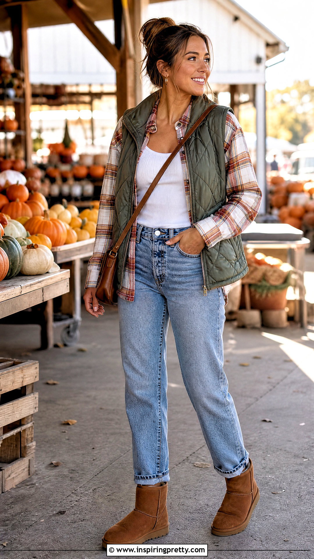 Flannel Shirt With Mom Jeans And UGG Boots - 20 ugg tops outfit ideas
