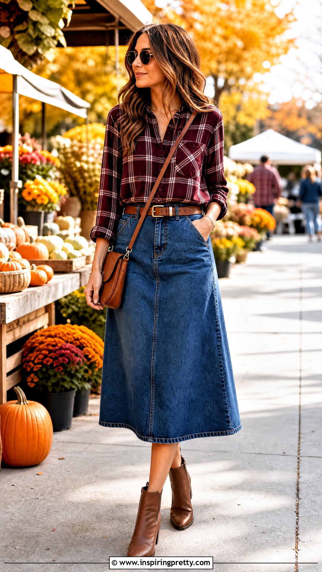 Flannel Top With Denim Skirt - 50 tops designs