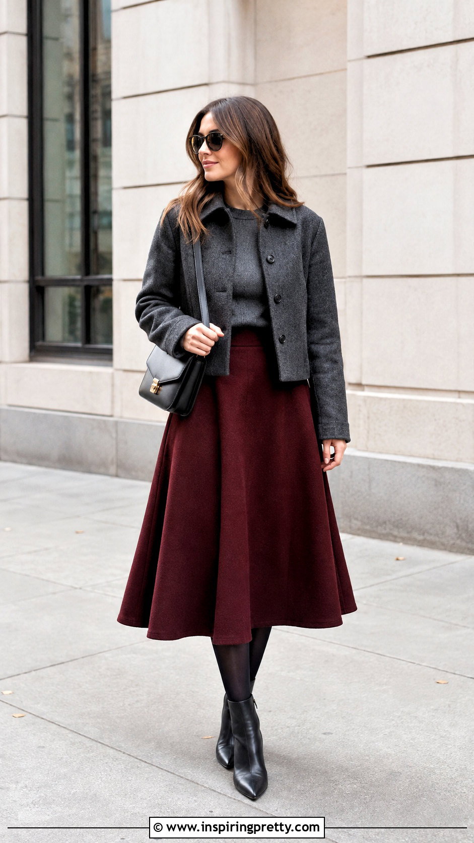 Flare Skirt And Ankle Boots Outfit - 50 flay skirt and top outfit ideas