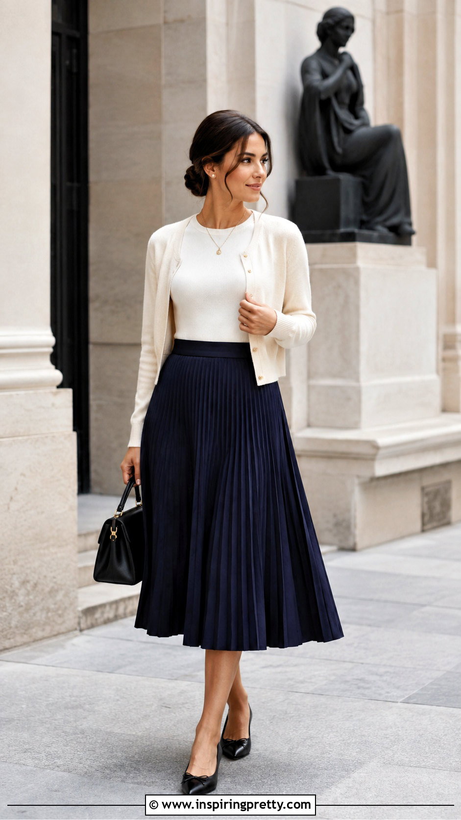 Flare Skirt And Ballet Flats Outfit - 50 flay skirt and top outfit ideas