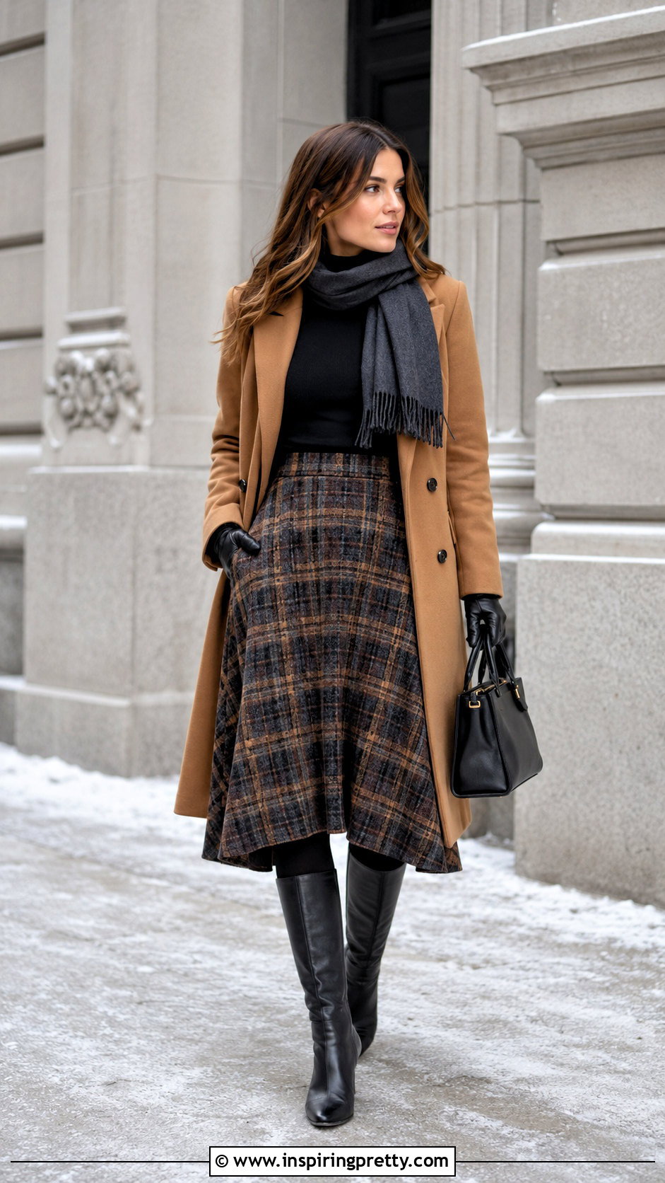 Flare Skirt And Long Coat Outfit - 50 flay skirt and top outfit ideas