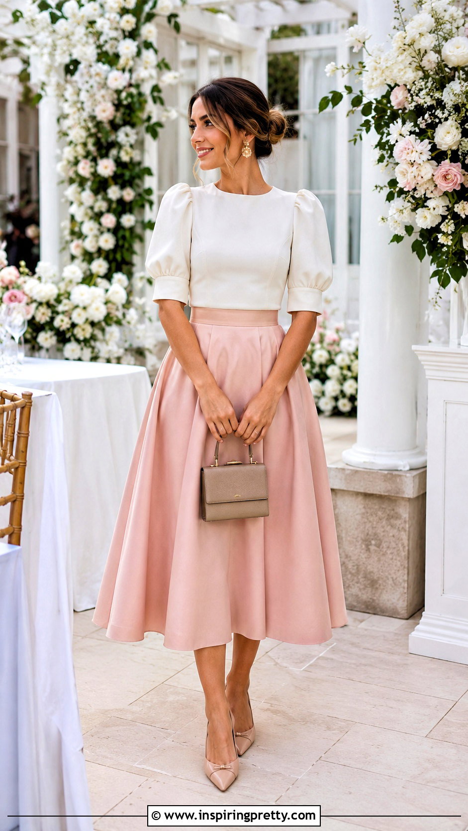Flare Skirt And Puff Sleeve Top Outfit - 50 flay skirt and top outfit ideas