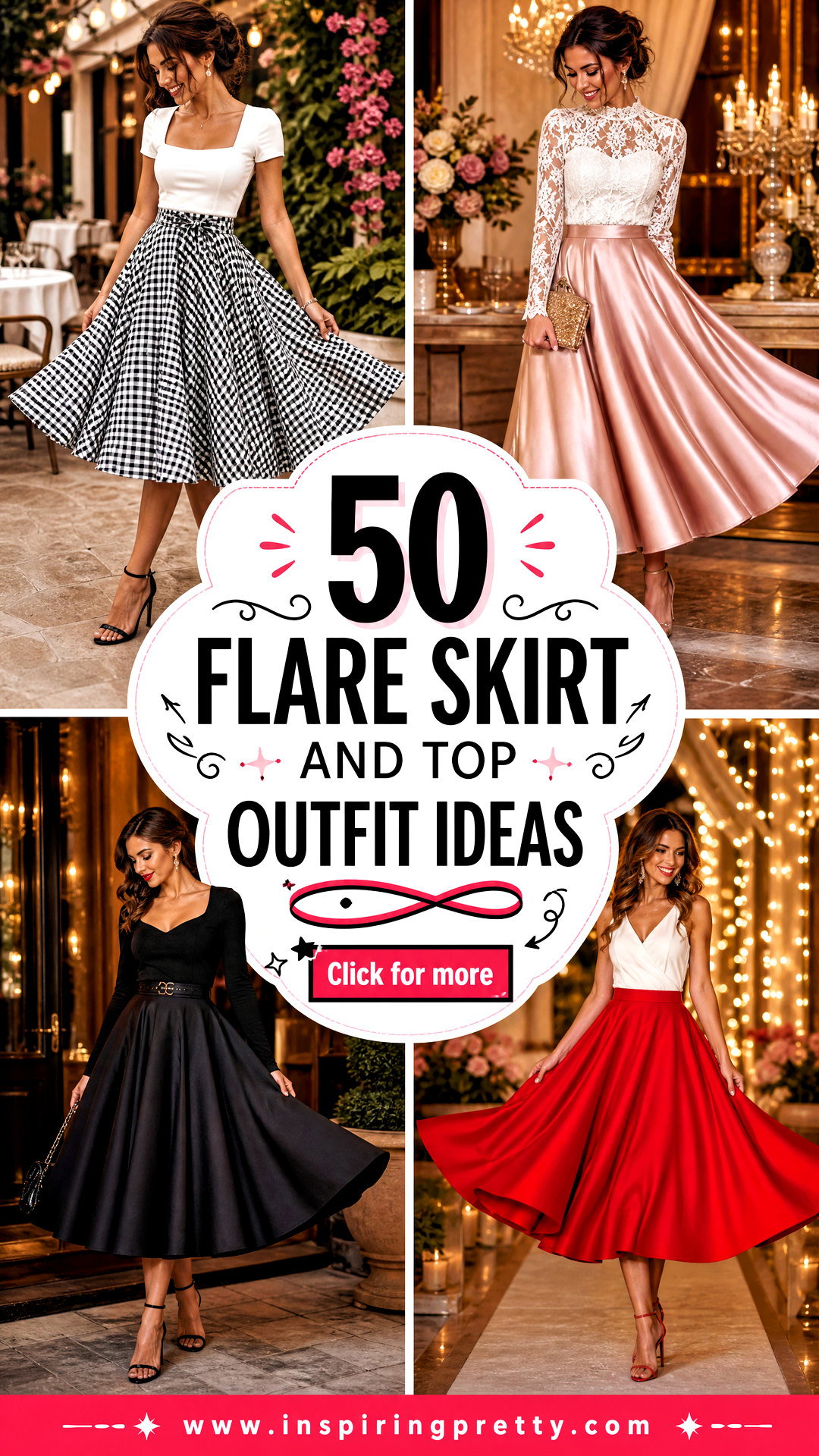 50 Flare Skirt and Top Outfit Ideas for Feminine Party Looks - 50 Flare Skirt and Top Outfit Ideas for Feminine Party Looks