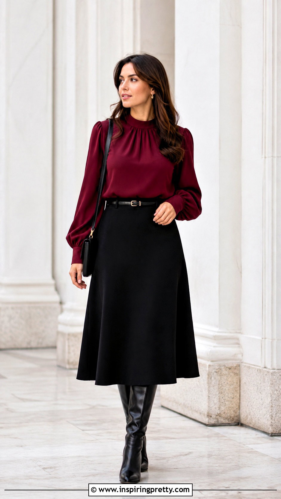 Flare Top With Knee High Boots And Skirt - 50 flare top outfit ideas