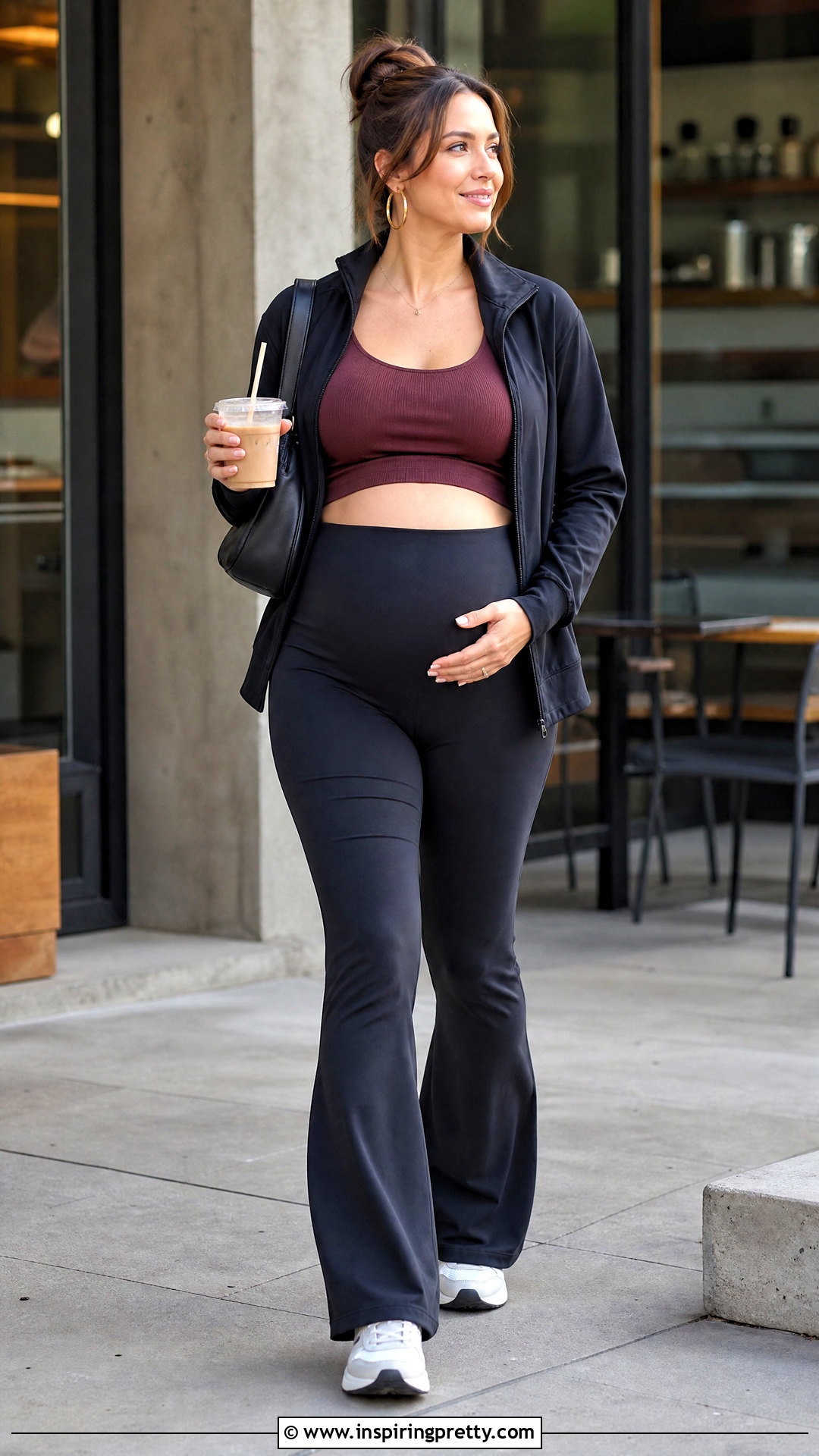 Flared Maternity Leggings And Fitted Crop Top Outfit - 25 maternity leggings crop top outfit ideas