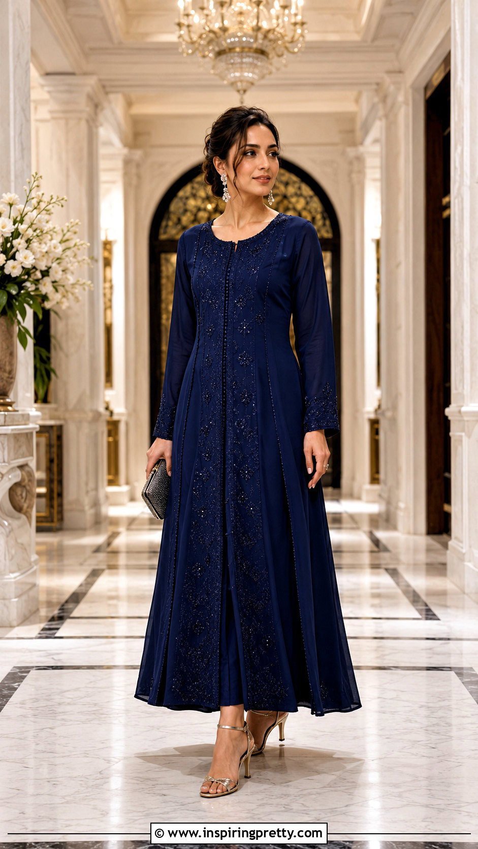 Floor Length Kurti Top With Minimal Accessories - 50 kurti top designs for women