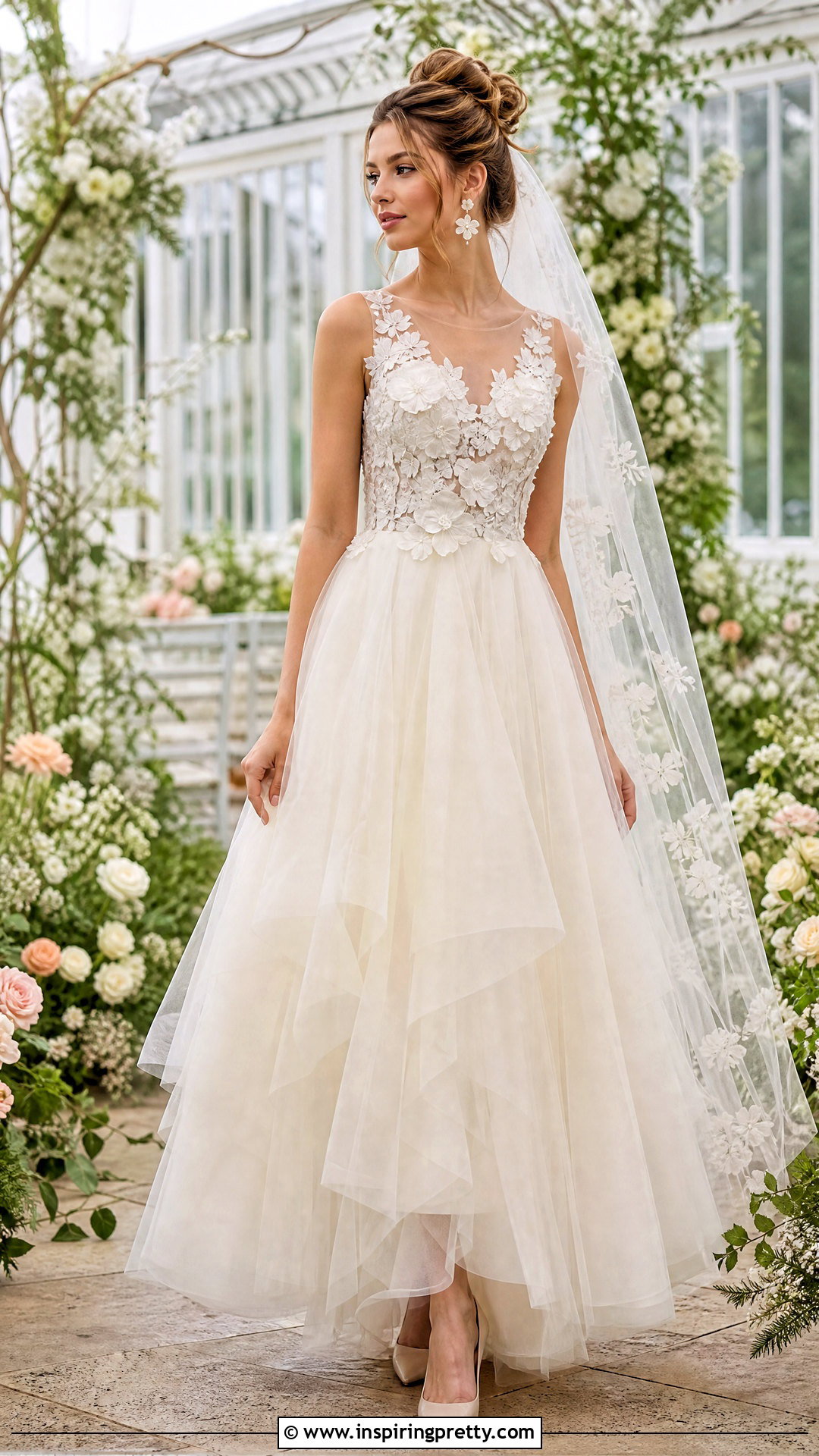 Floral Applique Top And Tulle Wedding Skirt - 20 Wedding Skirt And Top Two Pieces