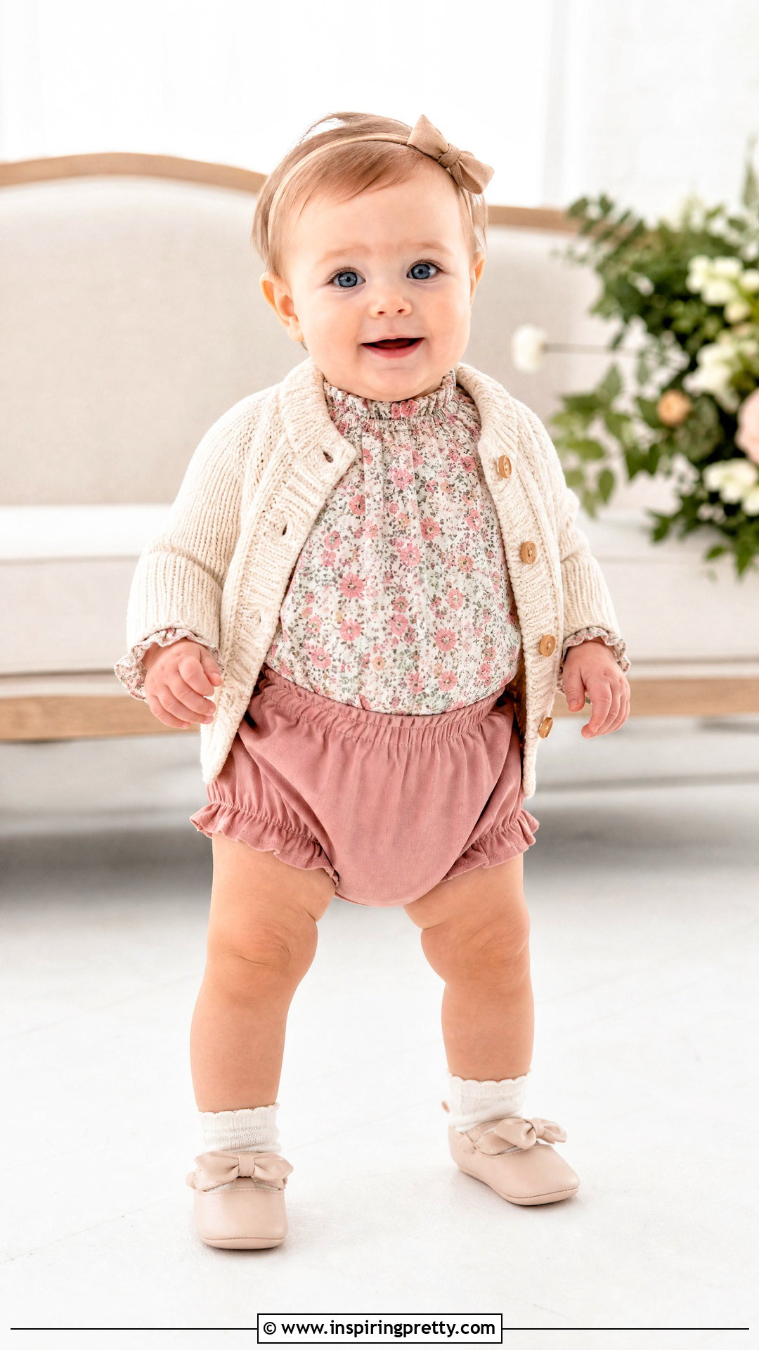 Floral Baby Top With Ruffle Bloomers - 50 baby tops designs