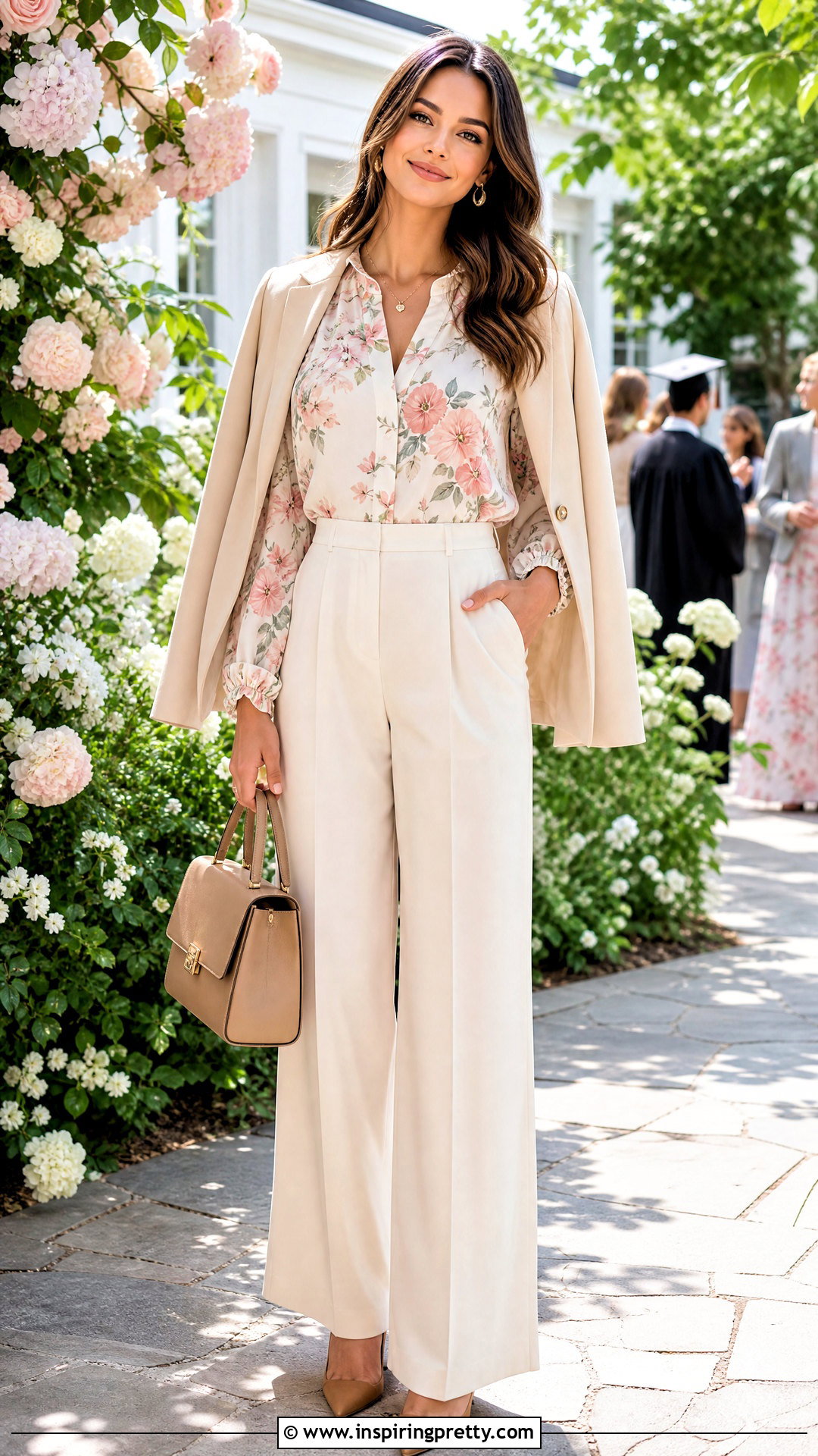 Floral Blouse And Cream Trousers Outfit - 50 top styles