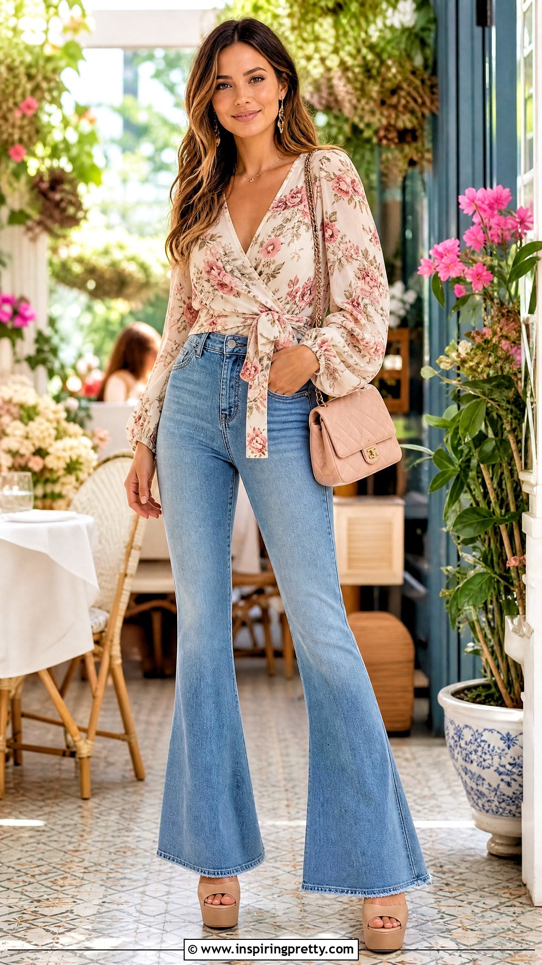 Floral Blouse And Flare Jeans Birthday Outfit - 50 top and jeans outfits for birthday