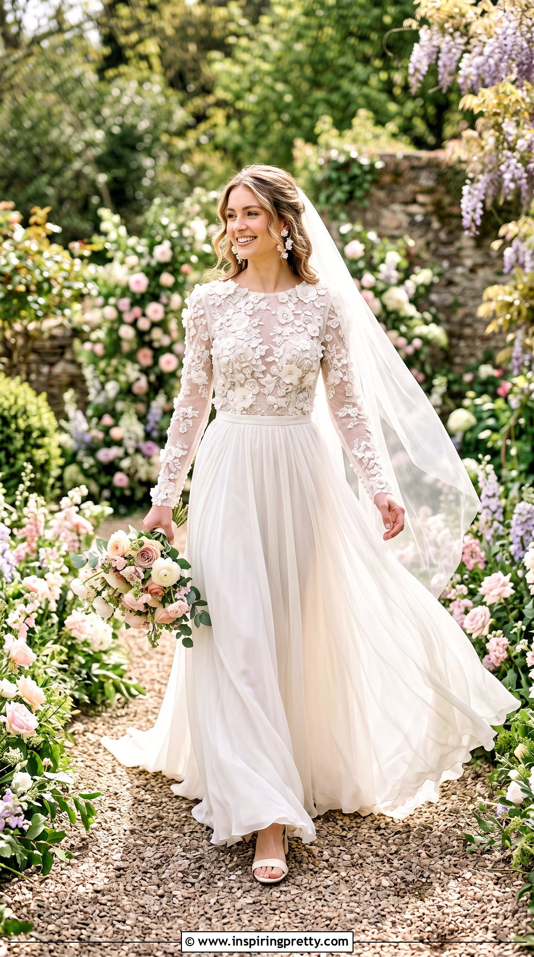Floral Bridal Bodysuit With Chiffon Skirt - 20 Bridal Bodysuit Top outfit ideas