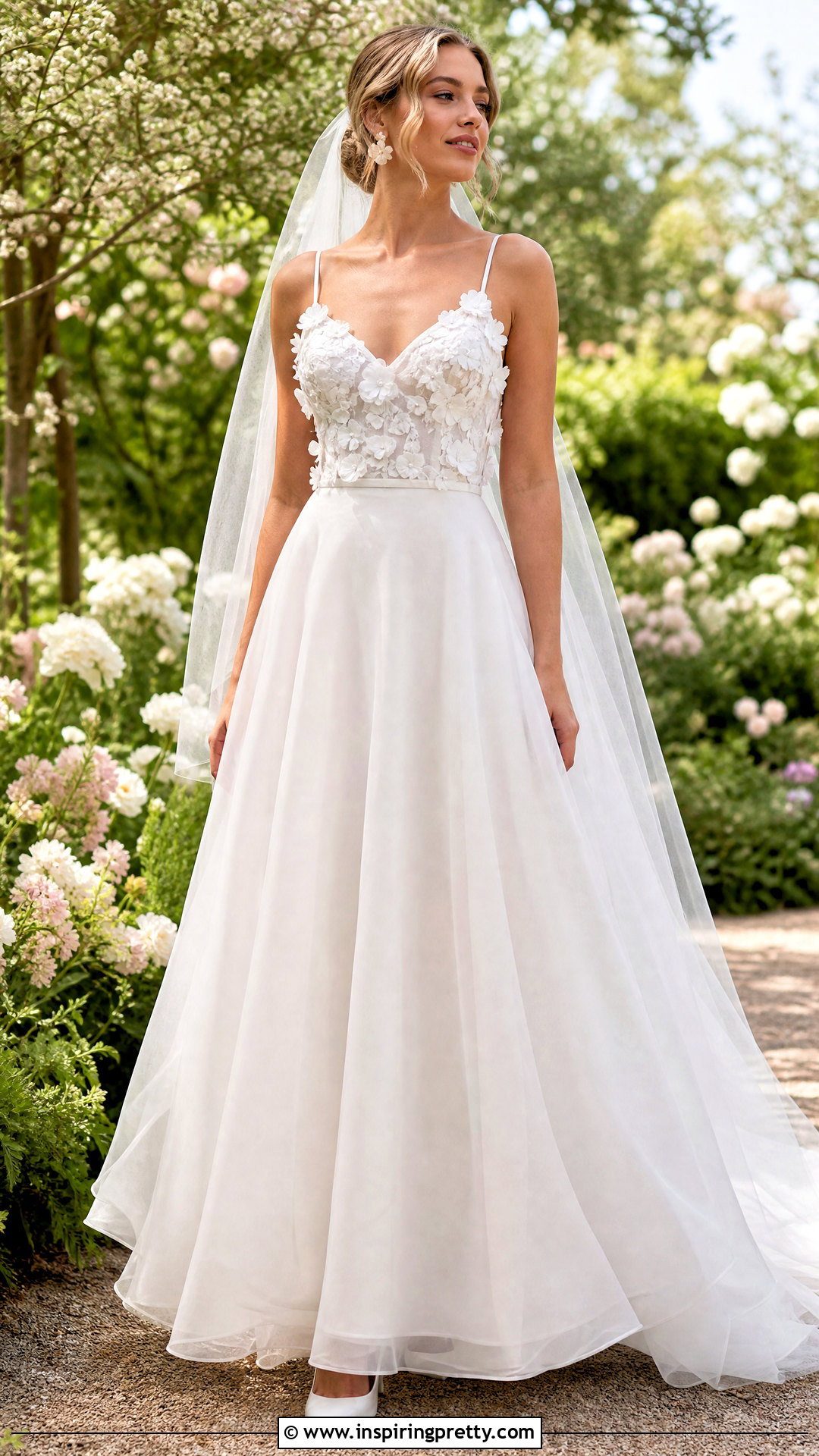 Floral Bridal Cami Top With Organza Skirt - 20 Bridal Cami Top outfit ideas