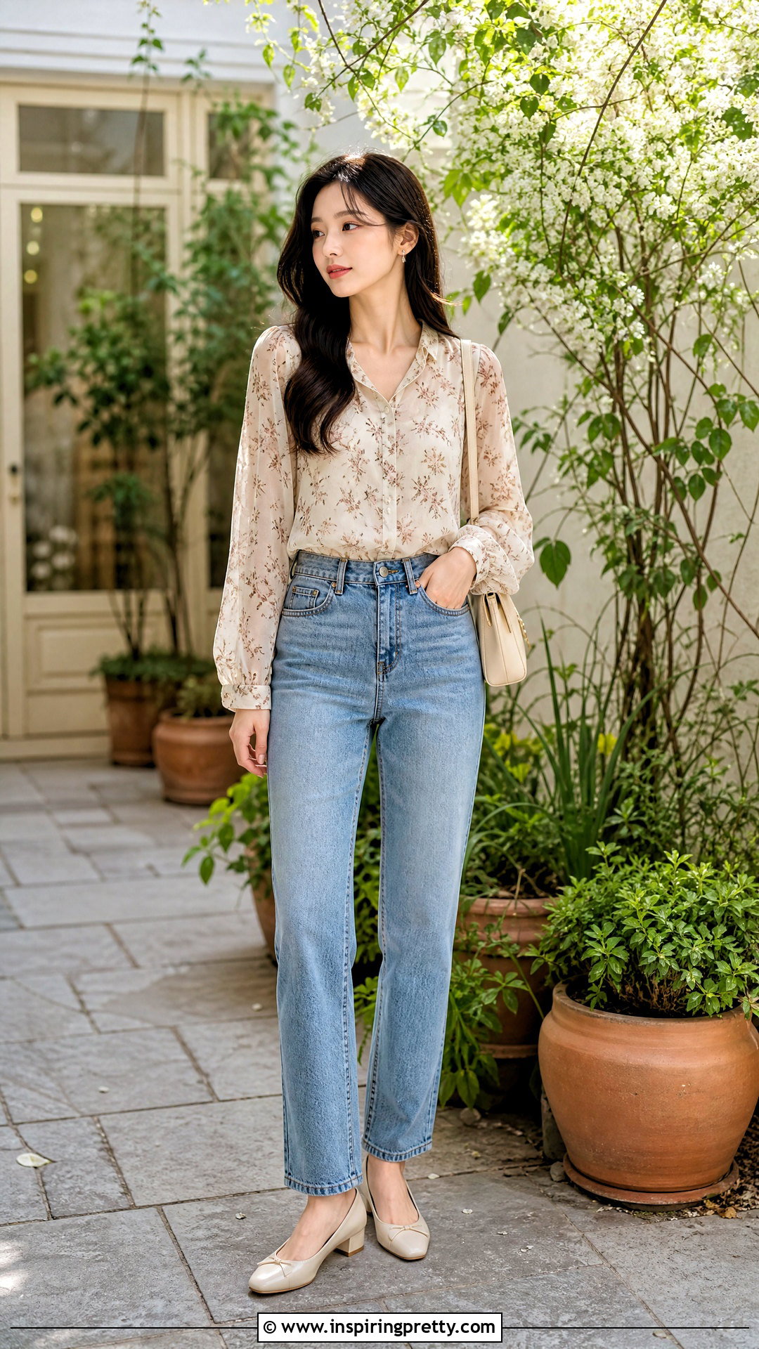Floral Chiffon Blouse Outfit - 50 korean tops for women