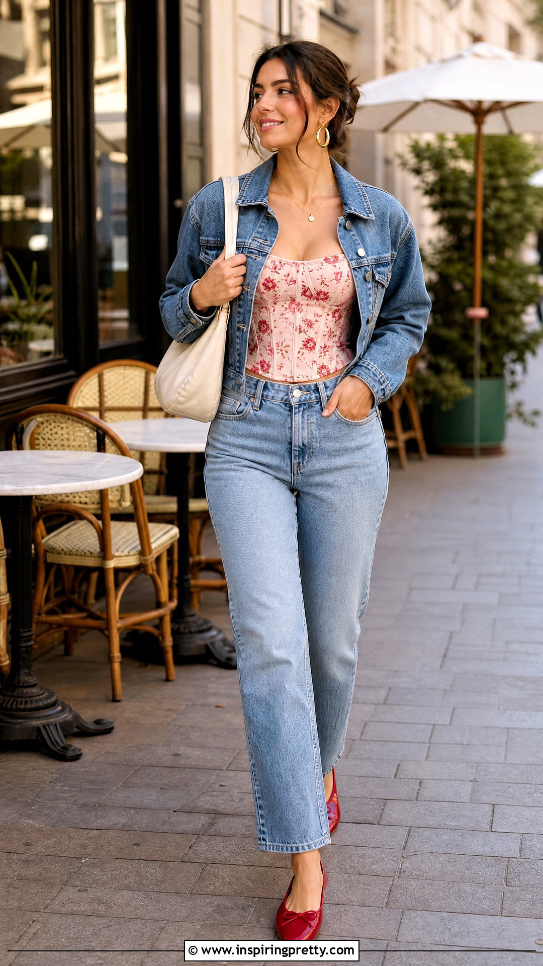 Floral Corset Top With Straight Leg Jeans - 20 valentines corset tops