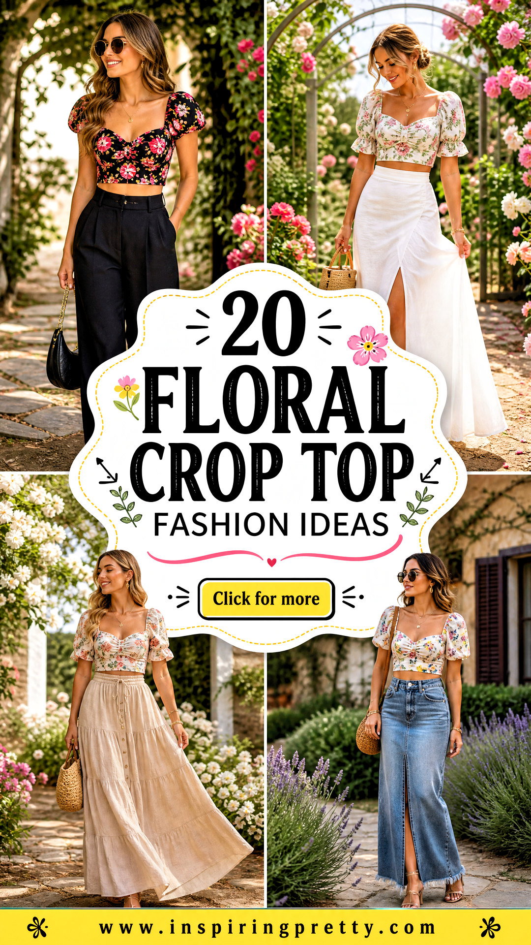 20 Floral Crop Top Fashion Ideas for Fresh Chic Summer Style - 20 Floral Crop Top Fashion Ideas for Fresh, Chic Summer Style