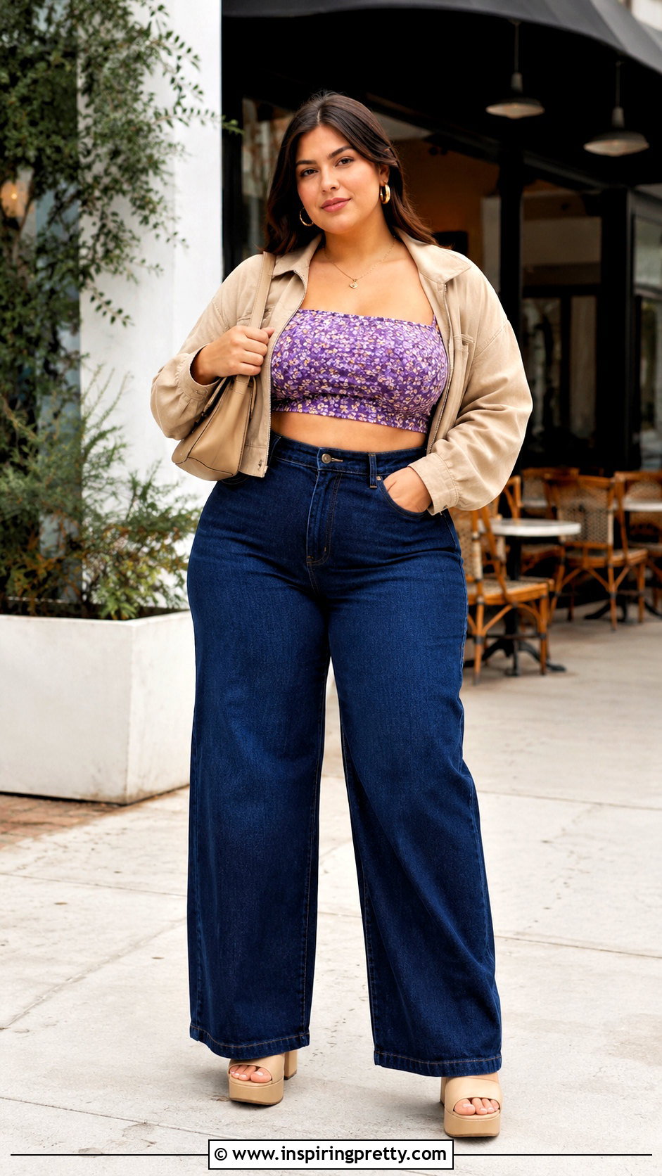 Floral Crop Top With Wide Leg Jeans - 25 Floral Crop Top Outfit Ideas