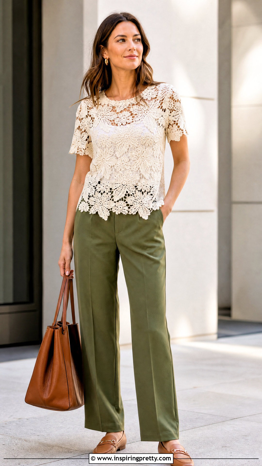 Floral Lace Crochet Tee Outfit - 20 Flower Top Crochet ideas