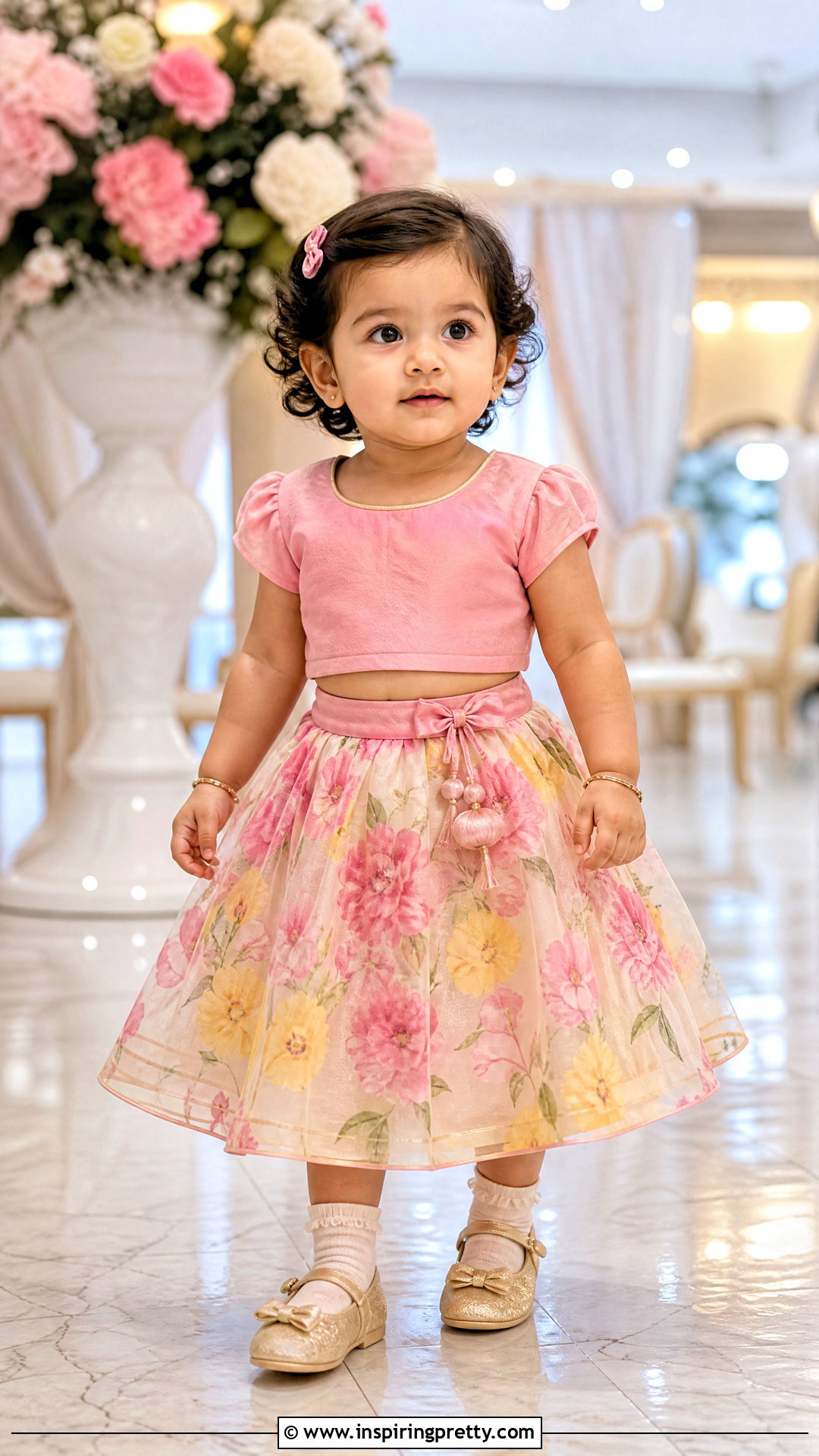 Floral Lehenga Baby Skirt Top Set - 50 baby skirt top designs