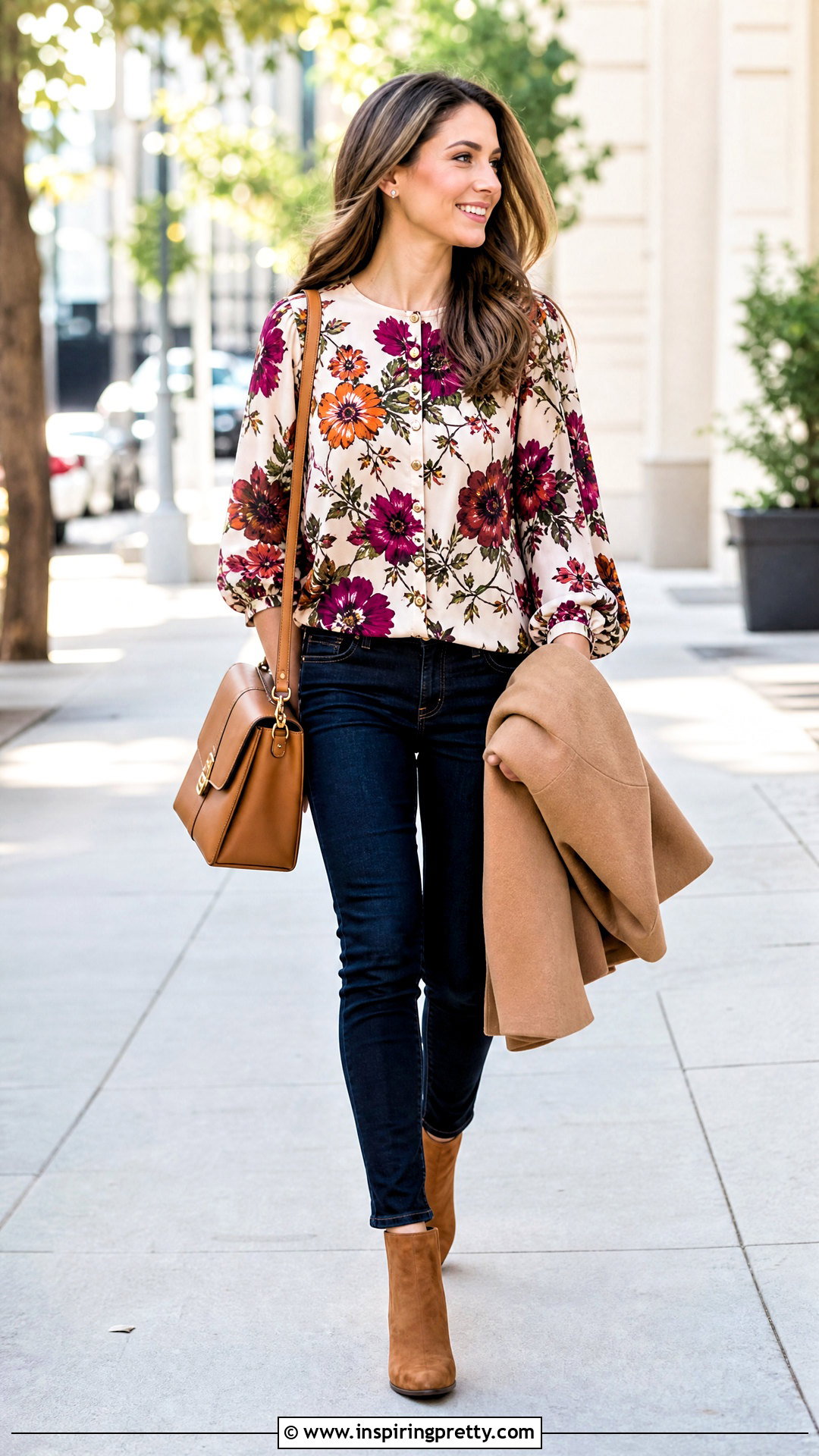 Floral Odille Top With Skinny Jeans And Boots - 20 odille top outfit ideas