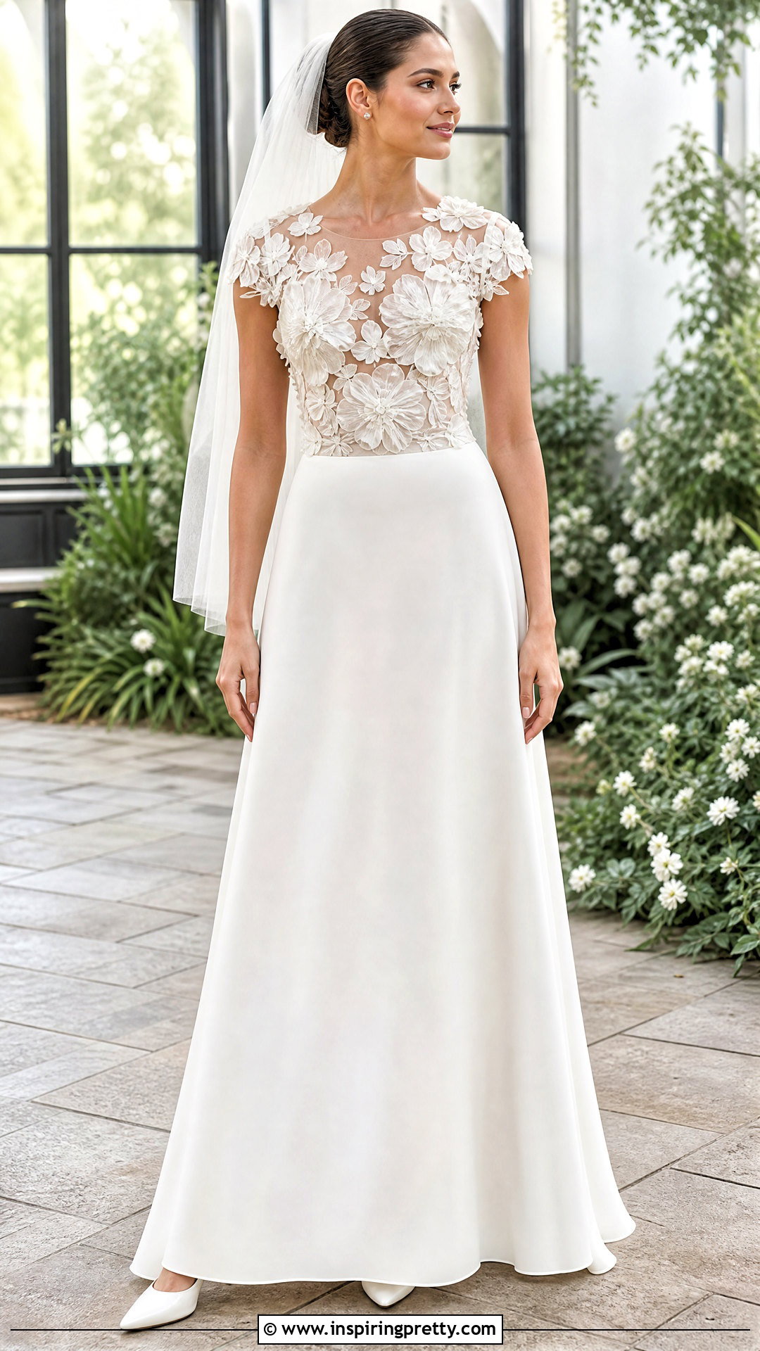 Floral Organza Bridal Top With Simple Skirt - 20 bridal top separates