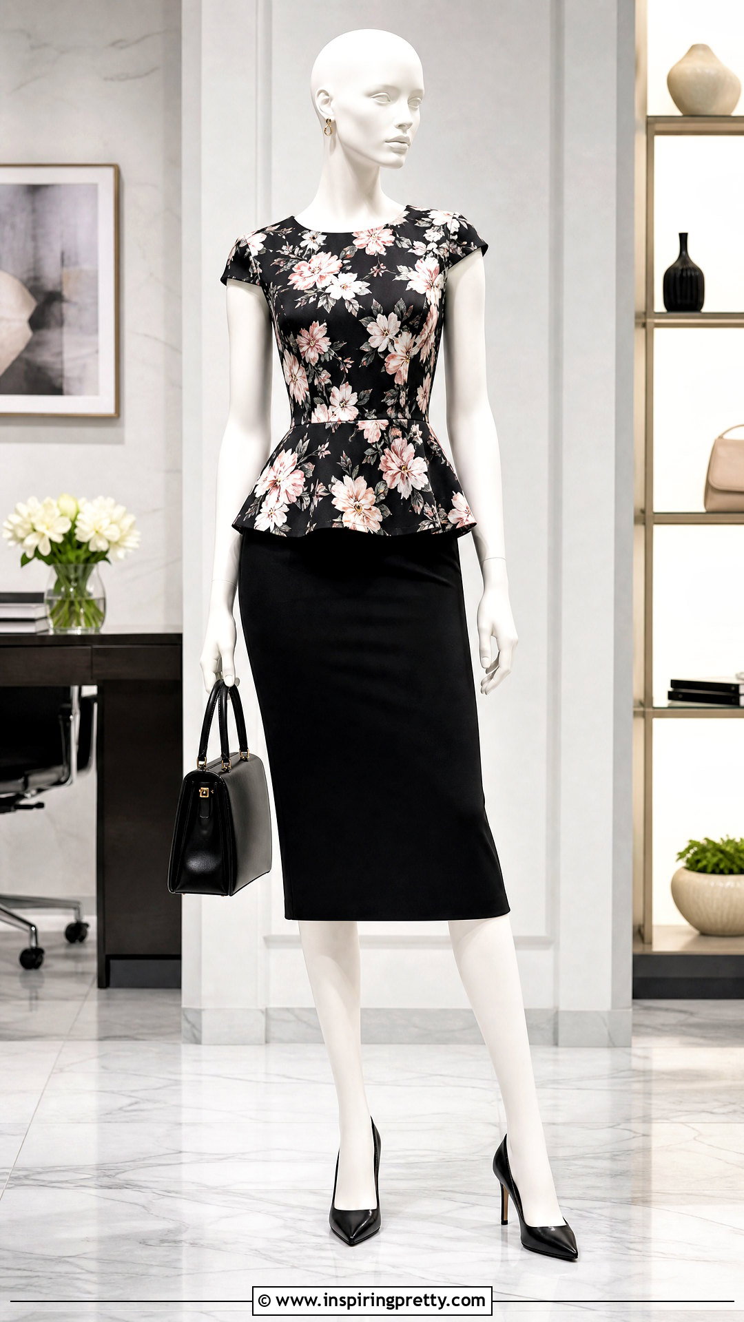 Floral Peplum Top With Black Pencil Skirt - 20 floral peplum top on mannequin ideas