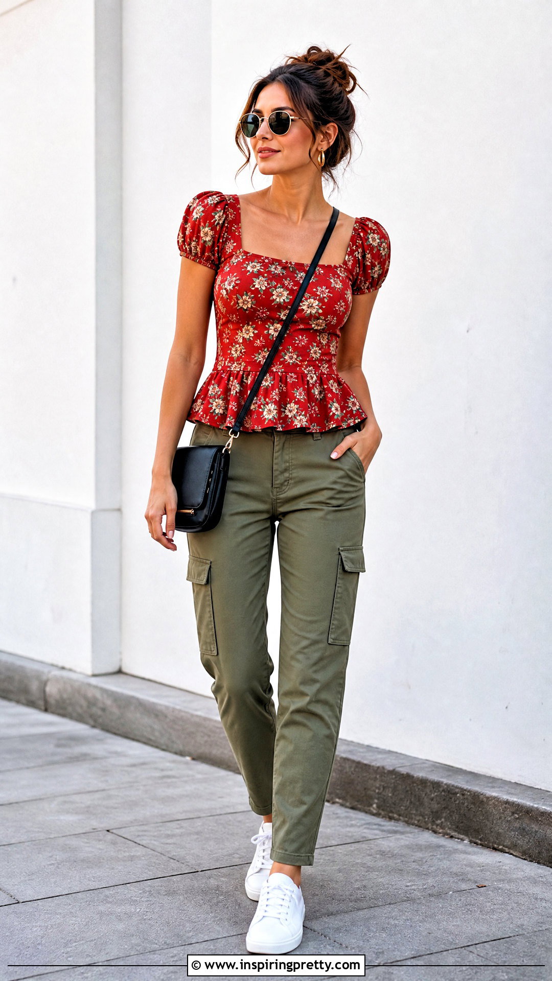 Floral Peplum Top With Cargo Pants - 20 floral peplum top on hanger outfit ideas