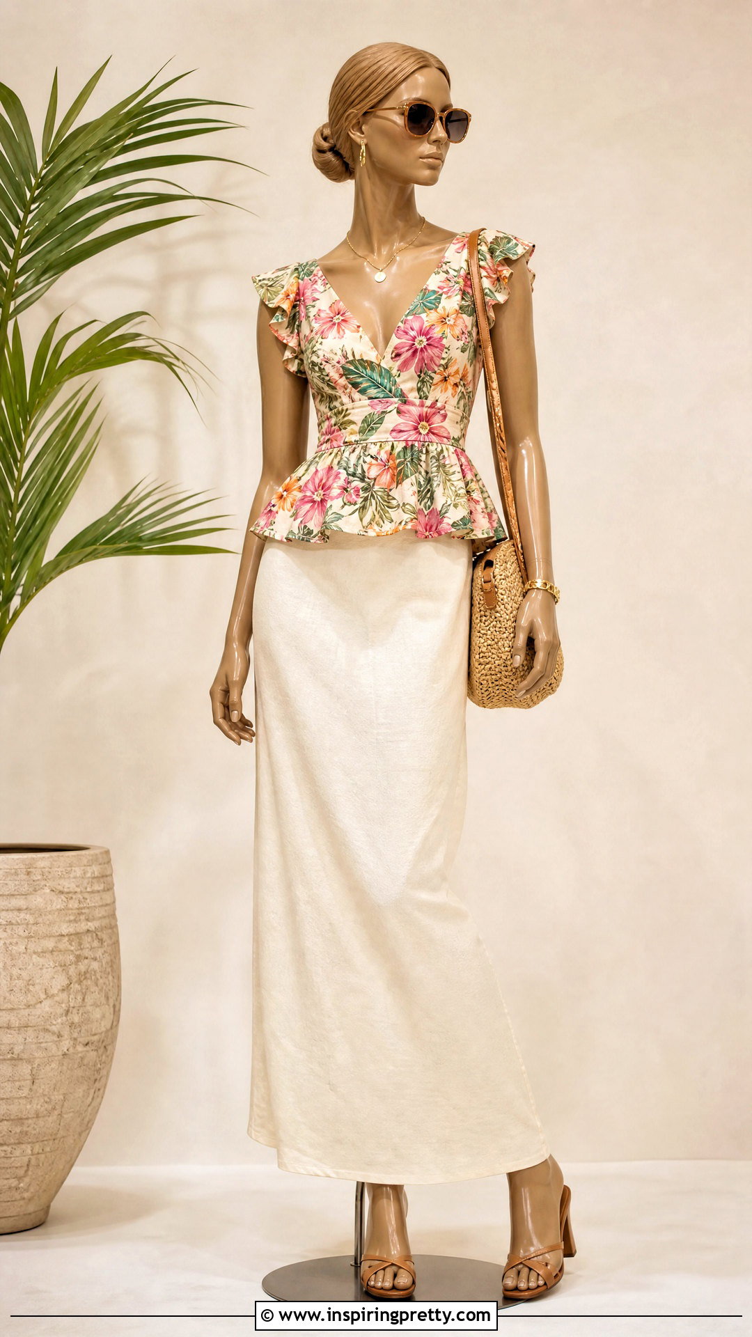 Floral Peplum Top With Ecru Maxi Skirt - 20 floral peplum top on mannequin ideas