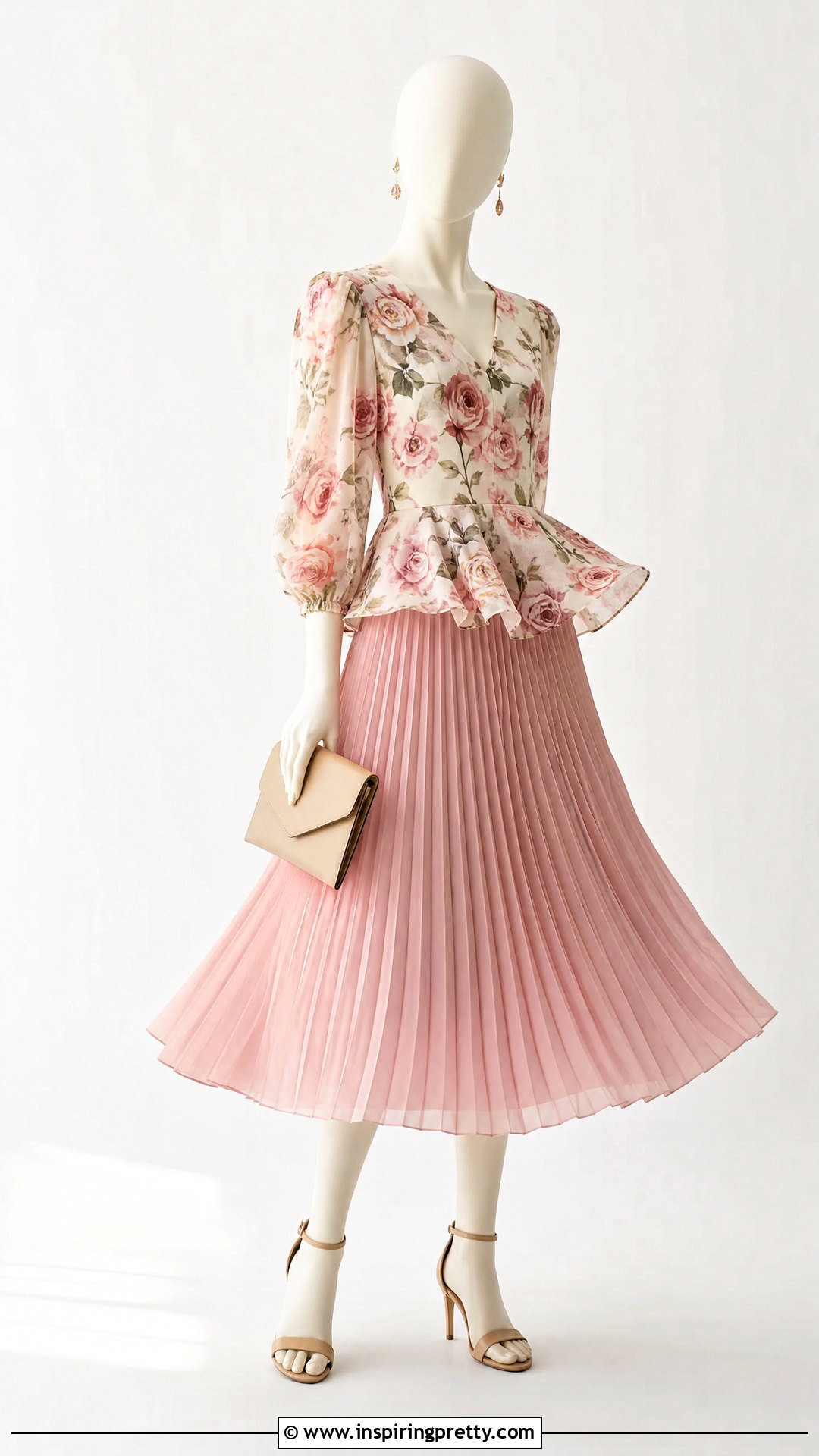 Floral Peplum Top With Pleated Midi Skirt - 20 floral peplum top on mannequin ideas