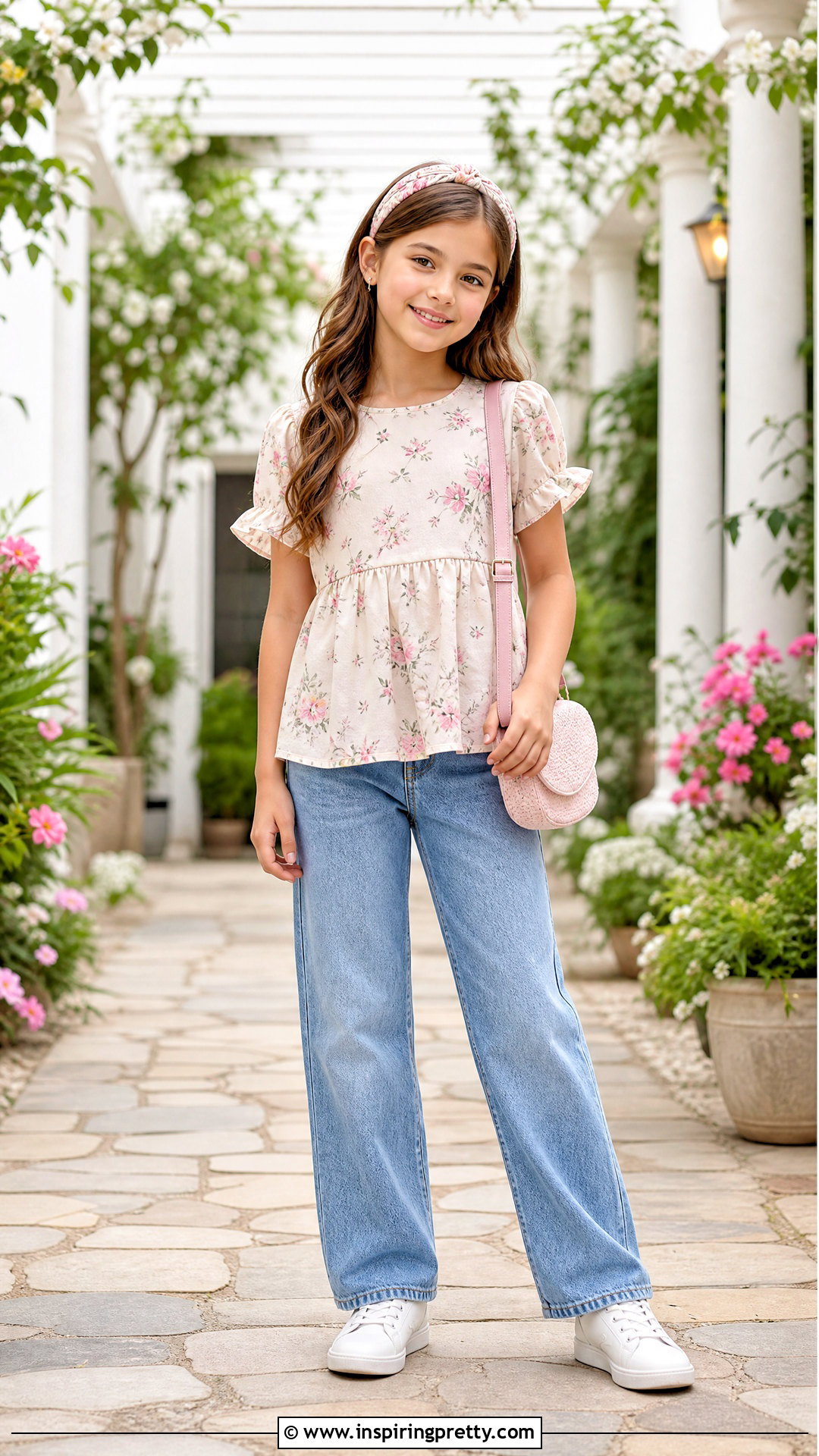 Floral Peplum Top With Straight Jeans - 50 latest kids top designs