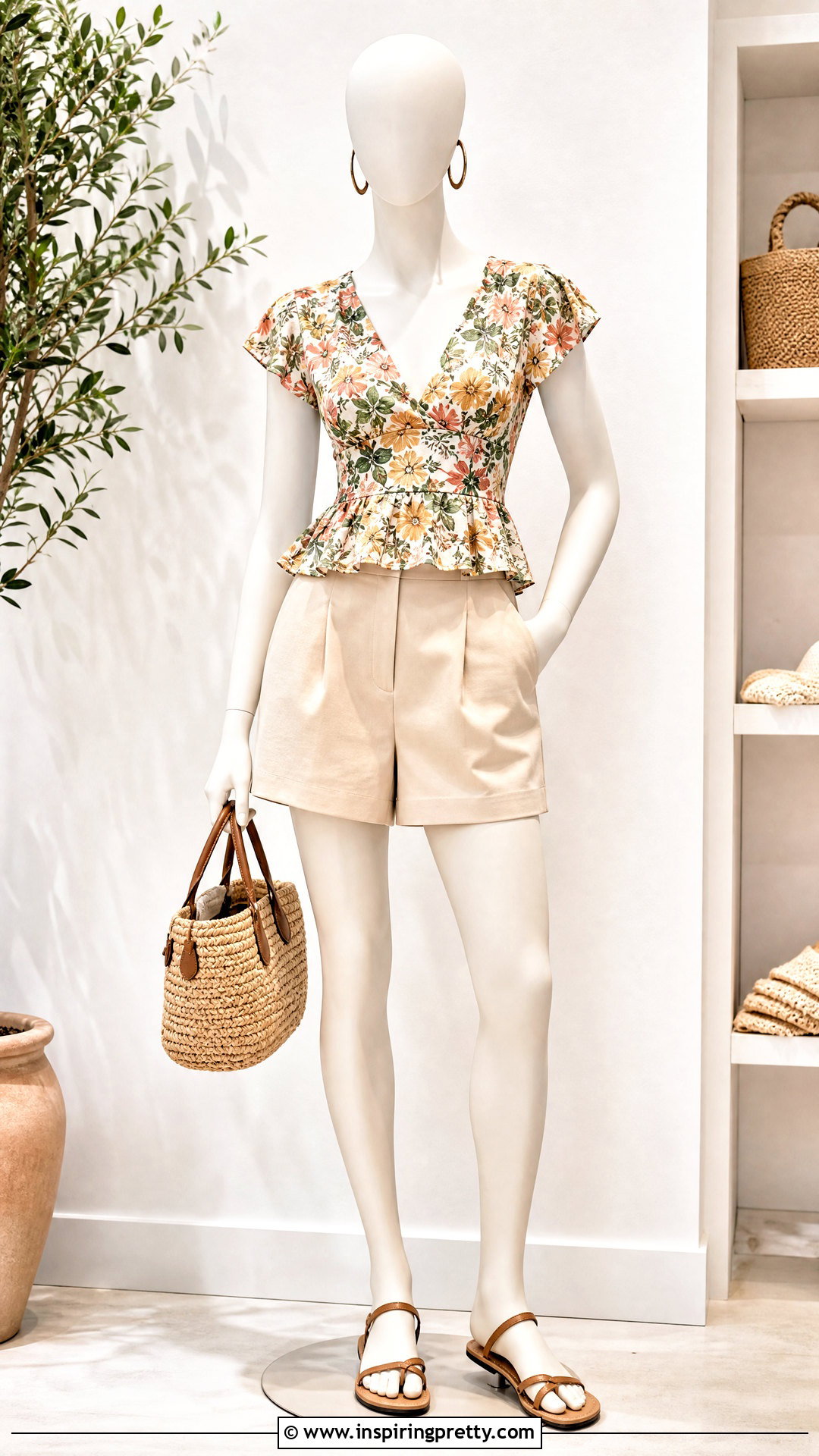 Floral Peplum Top With Tailored Shorts - 20 floral peplum top on mannequin ideas