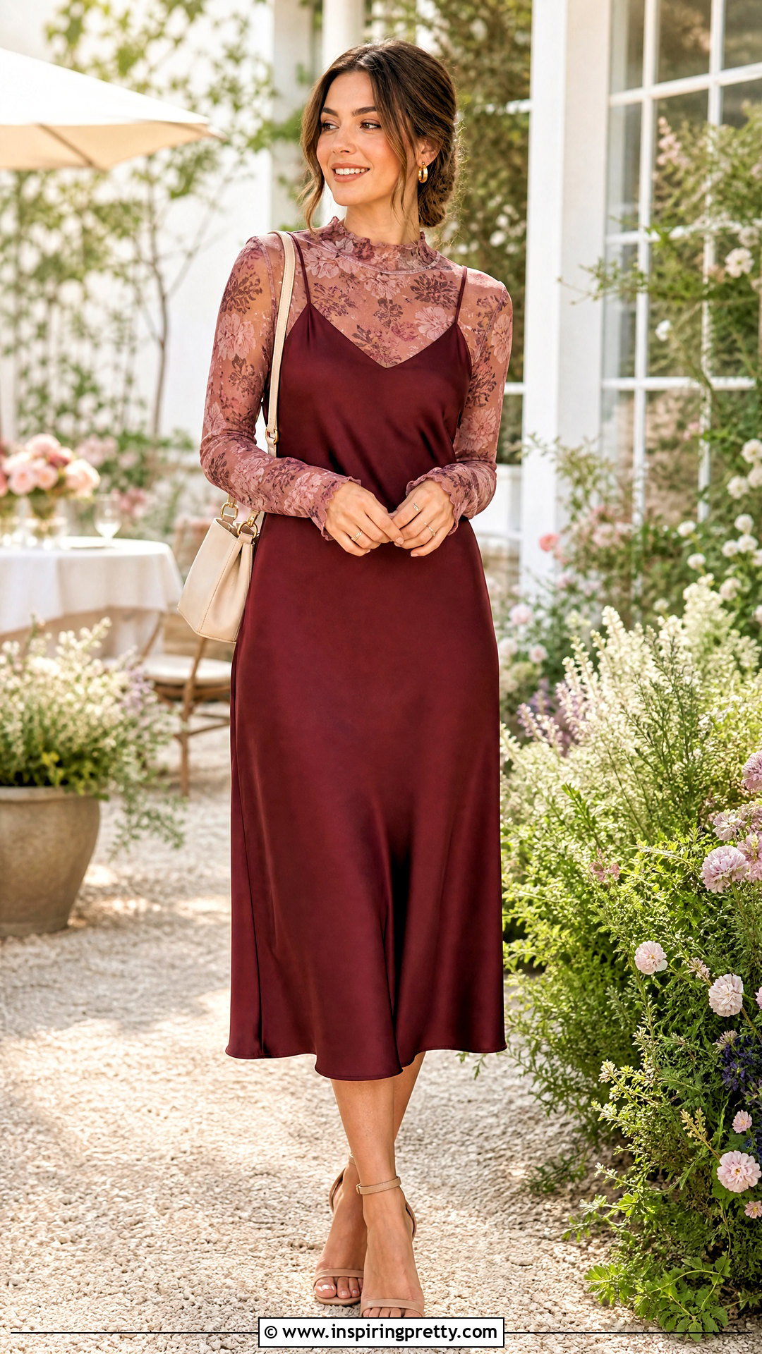 Floral Sheer Top Under Solid Slip Dress - 20 Sheer Top Under Slip Dress outfit ideas