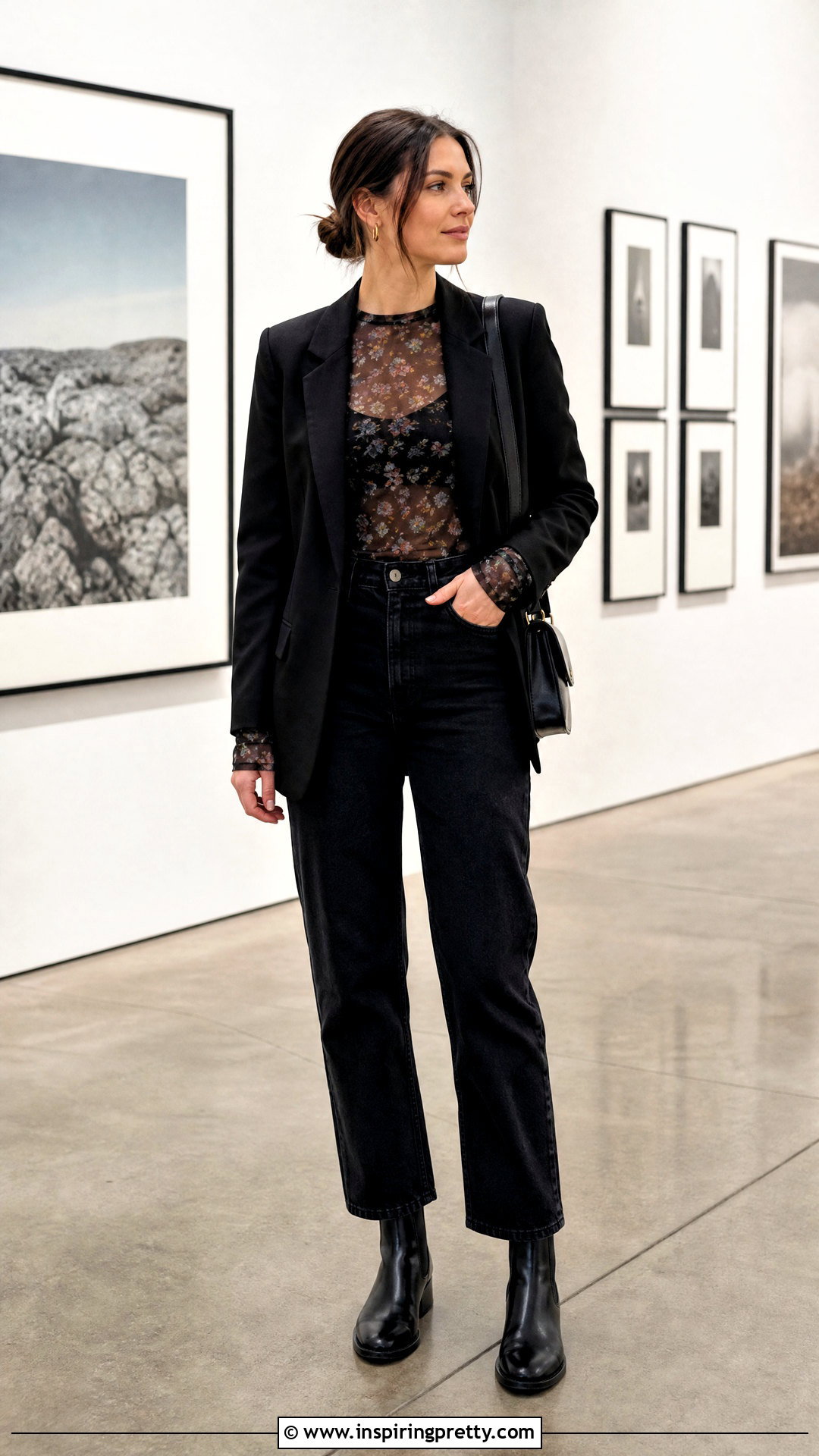 Floral Sheer Top With Black Jeans And Chelsea Boots - 20 floral top with jeans and boots