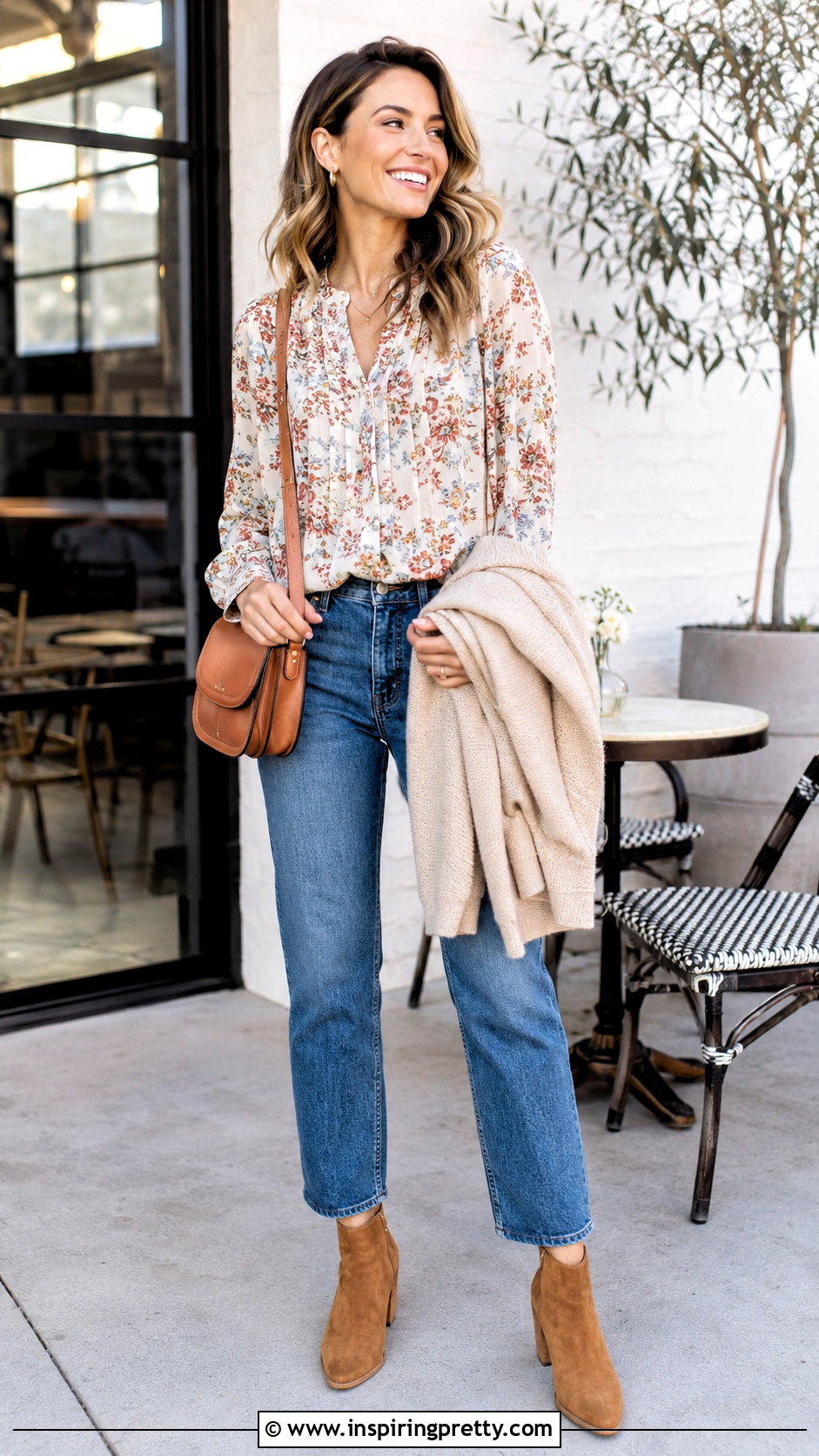 Floral Stitch Fix Blouse With Straight Leg Jeans - 20 stitch fix women's tops outfit ideas