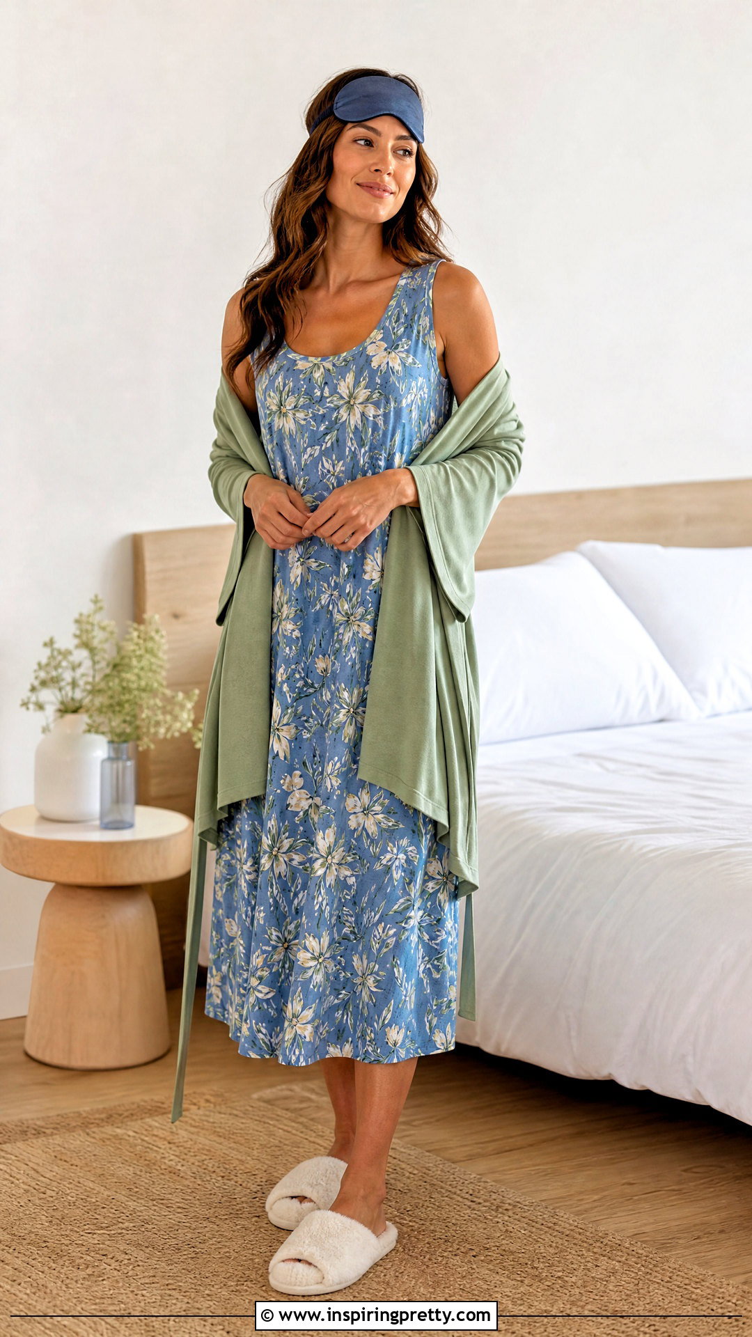Floral Tank Top Nightgown With Knit Wrap - 25 Tank Top Nightgown ideas